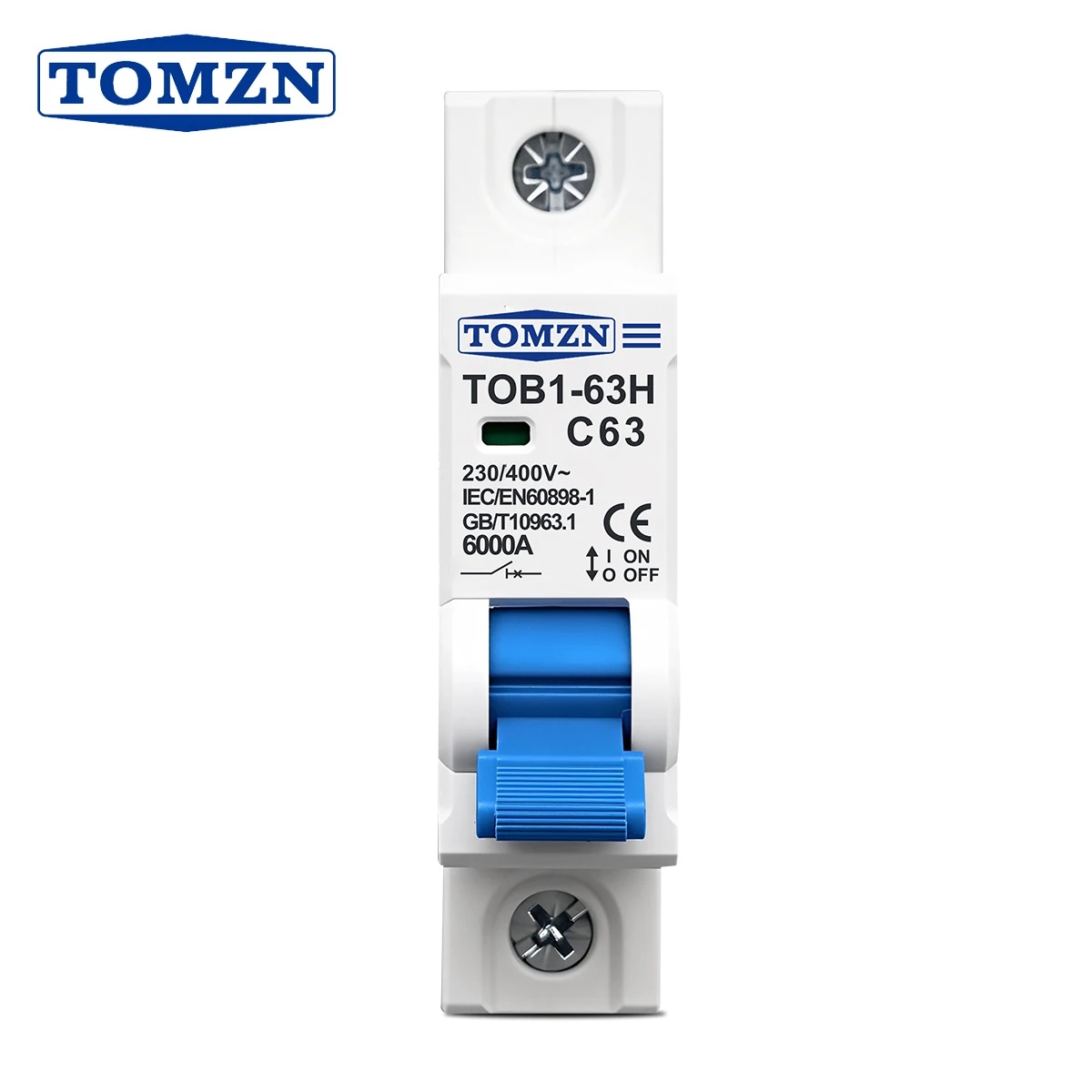 1P AC MCB TOB1-63H C type 230/400V~ 50Hz/60Hz Mini Circuit Breaker 3A 6A 10A 16A 20A 25A 32A 40A 50A 63A