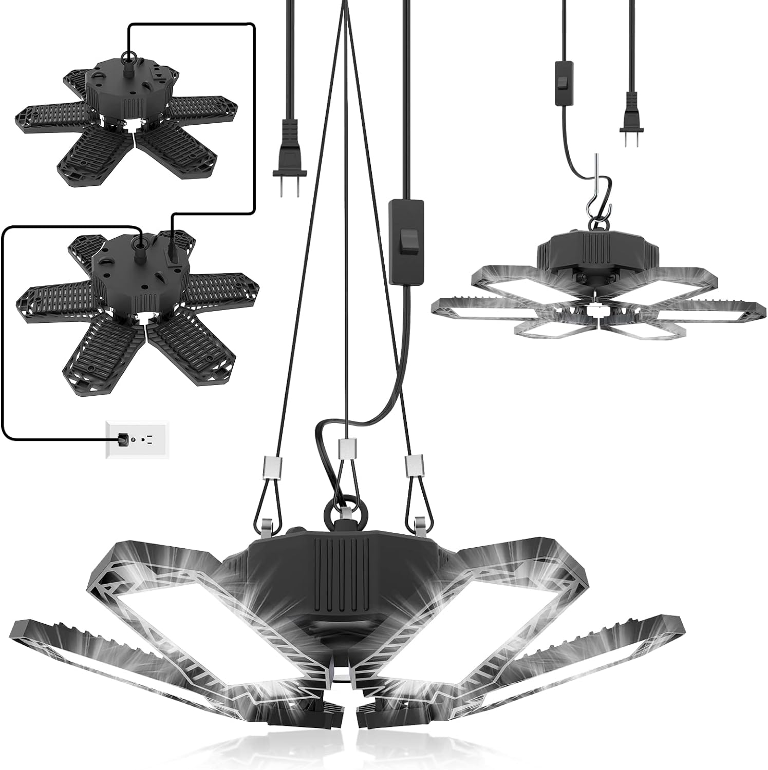 200W 20000LM 2 Pack Linkable LED Shop Light 6500K Garage Ceiling Lights