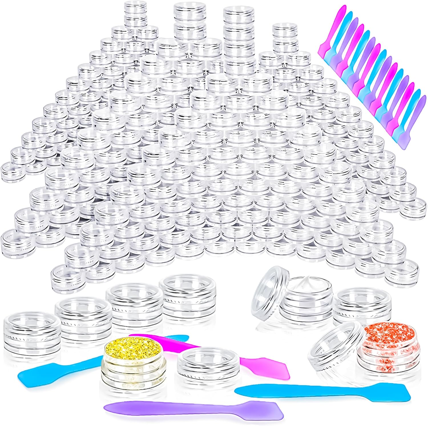 100 Pcs 3G Empty Plastic Containers with Lids Tiny Makeup Sample Containers Smal