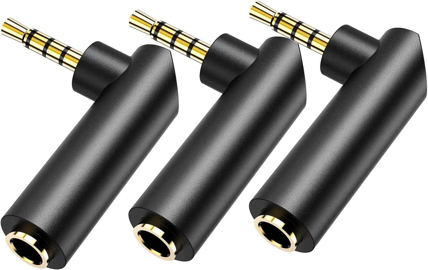 3.5mm Angle Male to Female Audio Adapter,90 Degree Right Angle Gold-Plated 3Pack