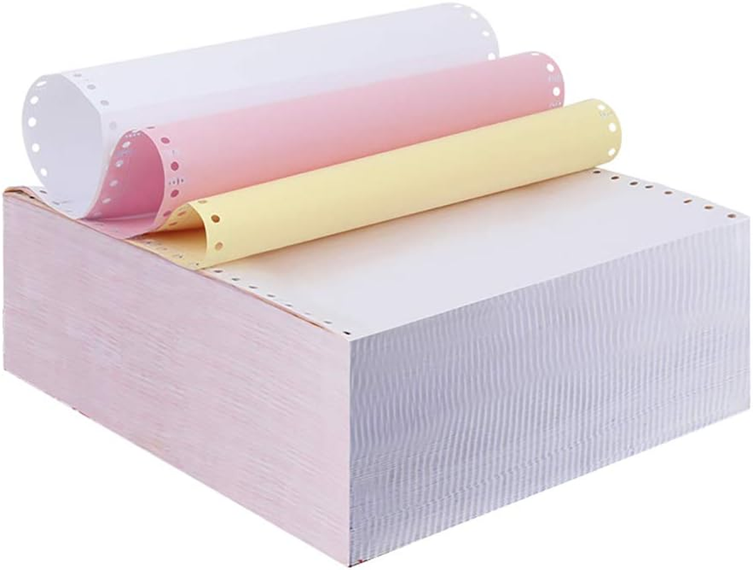 Firstzi 9-1/2 X 11 Inches Carbonless Continuous Forms Computer Paper, Printable NCR Copy Paper for Dot Matrix Printer, 3-Ply 333 Sets, White/Pink/Yellow