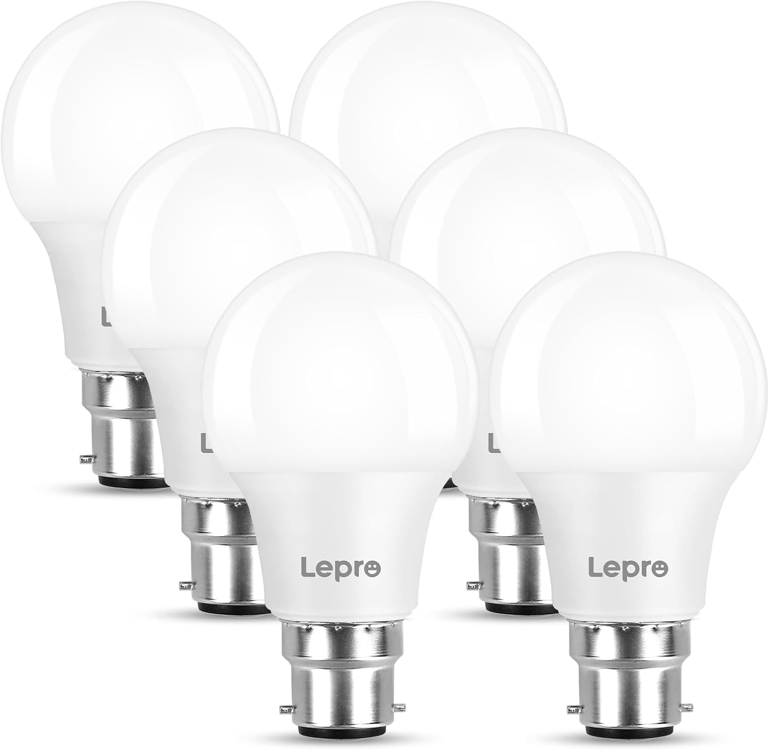 Lepro Bayonet Light Bulb, 60W Equivalent, Warm White 2700K, 8.5W 806Lm B22 LED Bulb, BC A60 GLS Energy Saving Lightbulbs, Non-Dimmable, Pack of 6
