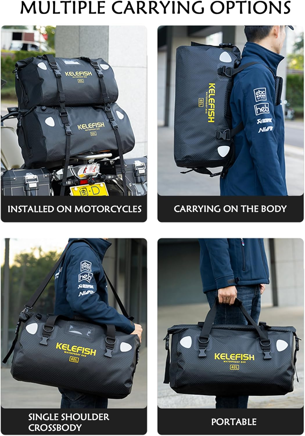 UROUK Waterproof Duffel Bag 20L 40L 66L Motorcycle Travel Dry Bag with Quick-... - Picture 7 of 15