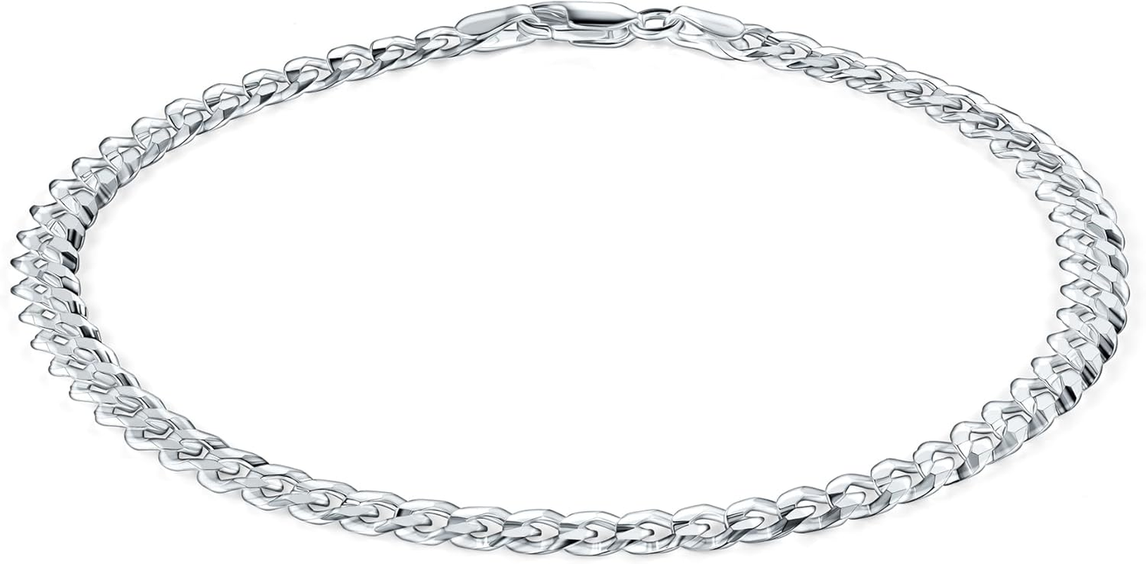 925 Sterling Silver 3.5Mm Cuban Curb Link Chain Anklet - Available in Silver or Yellow