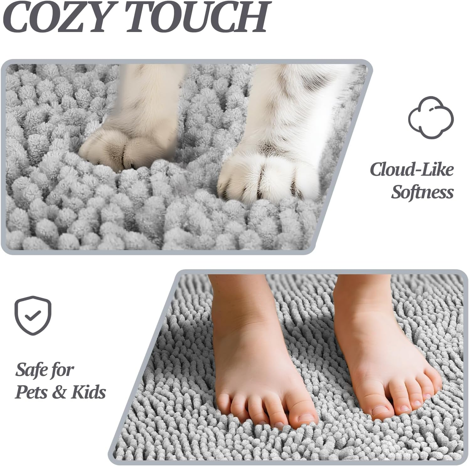 VIVAGLORY Dog Door Mat Absorpmax Dog Rug for Muddy Paw, Mat for Muddy Paw Door Indoor Floor Entryway, Waterproof Washable & Water Absorbent Dirt Trapper, 31" × 20", Grey