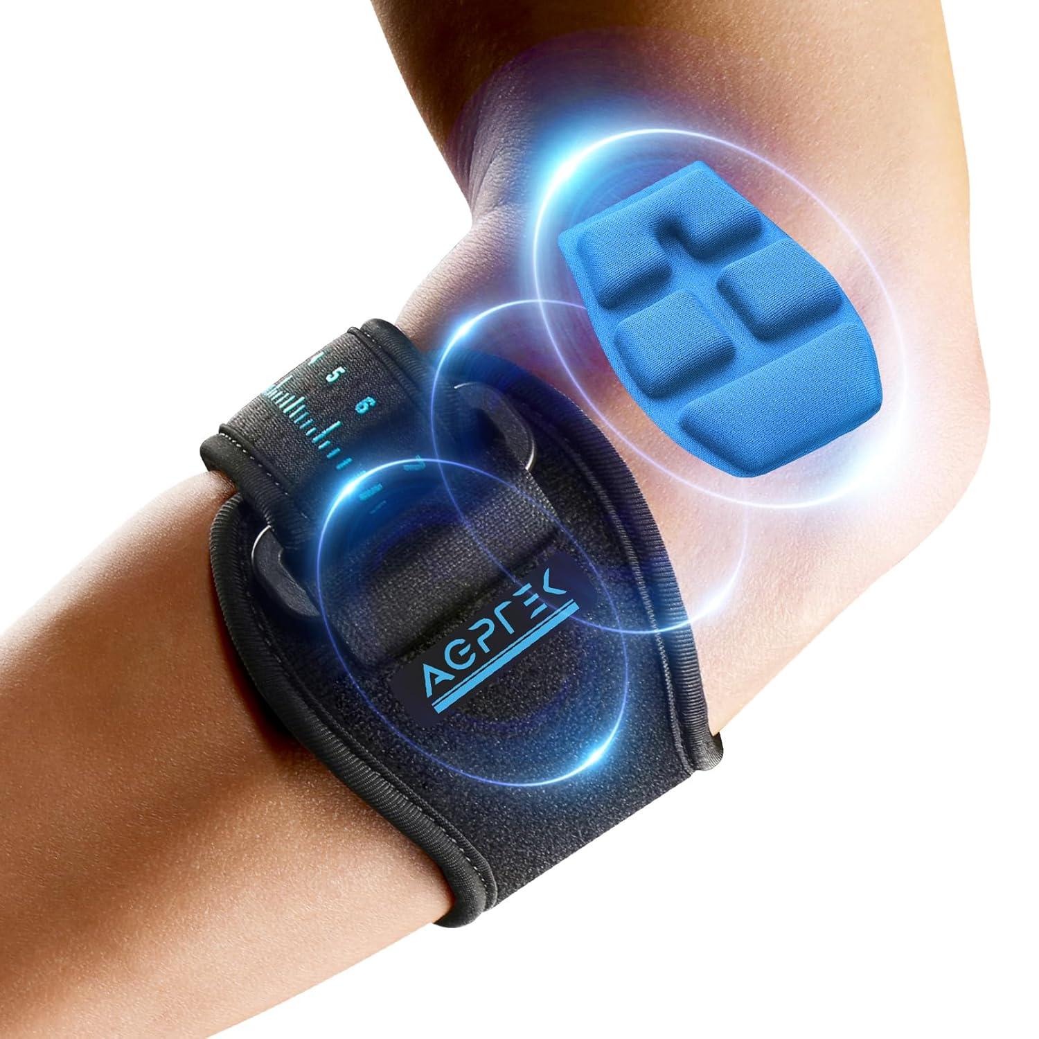 3D Air Cushion Elbow Brace for Tendonitis and Tennis Elbow Pain Relief, Golfers Elbow Support Strap Counterforce Arm Band Epicondylitis Clasp with Compression Pad for Men & Women, 1 Pack