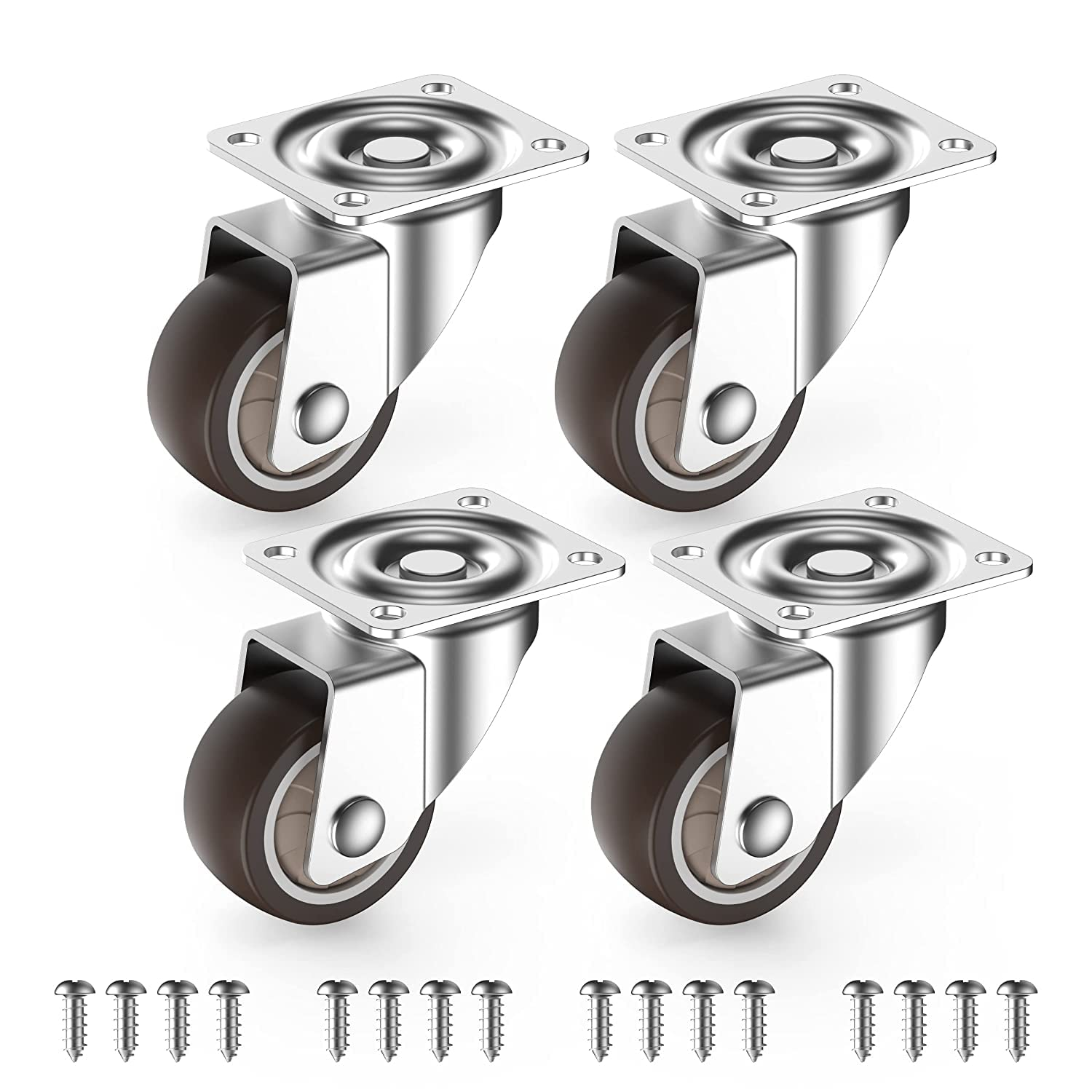 HOLKIE 1 Inch Small Caster Wheels for Furniture Low Profile Casters Set of 4 Total Capacity 90 Lbs Perfect Wheels for Small Project、Nightstand、Side Table (No Brake)