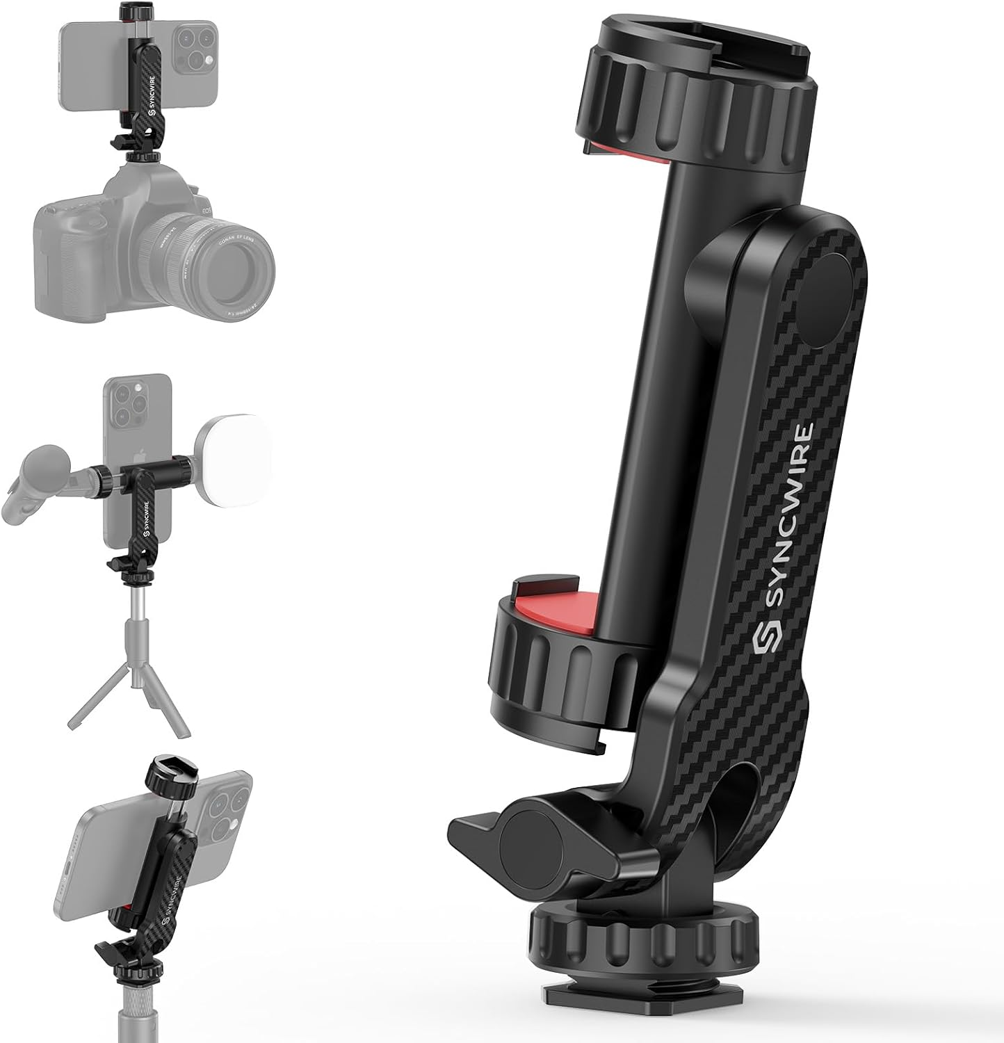 SYNCWIRE Phone Tripod Mount, Universal Cell Phone Holder Tripod with 2 Cold Shoe and 1/4