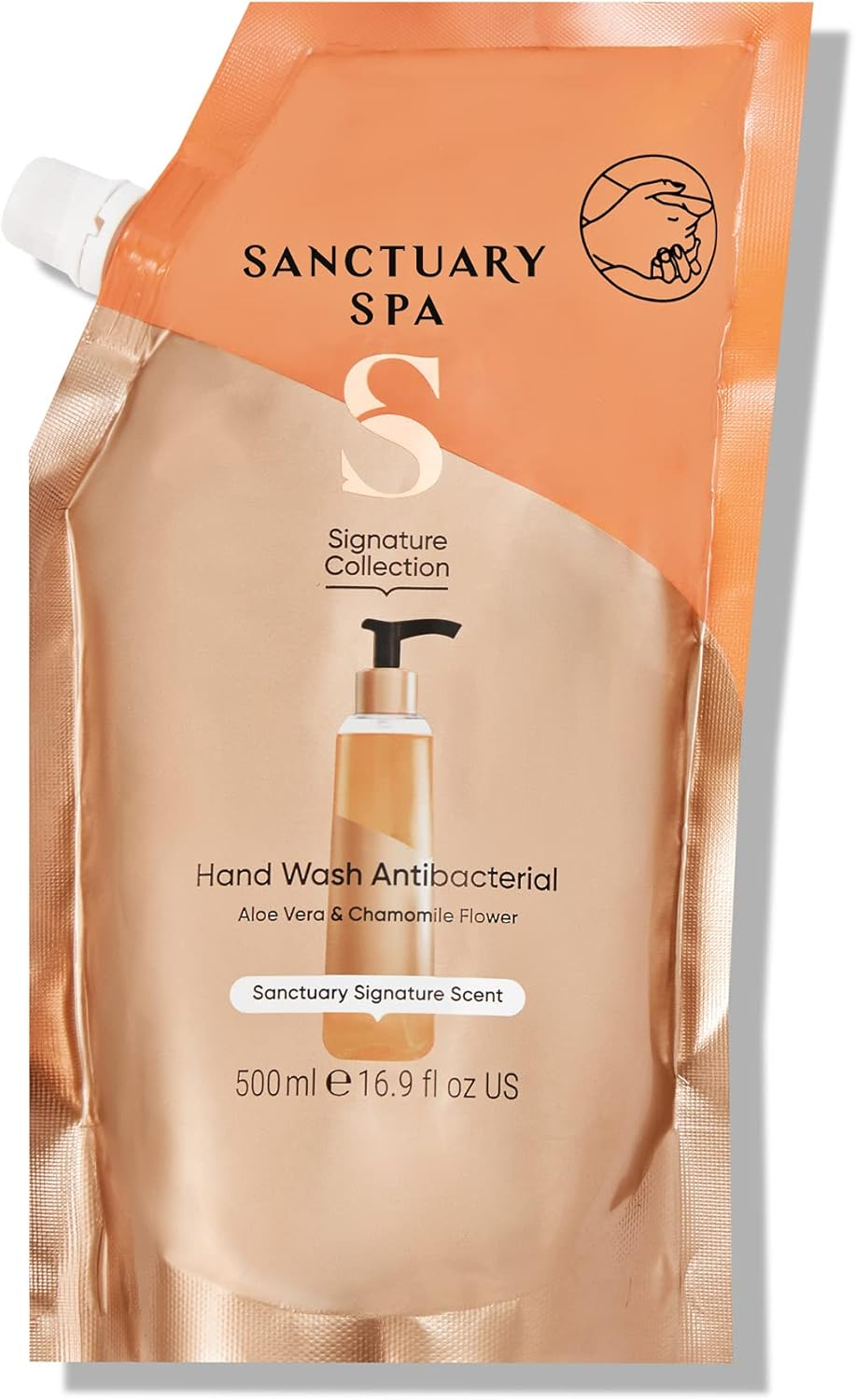 Sanctuary Spa Antibacterial Handwash Refill Pouch, No Mineral Oil, Cruelty Free & Vegan Hand Soap Refill, 500Ml, Orange .