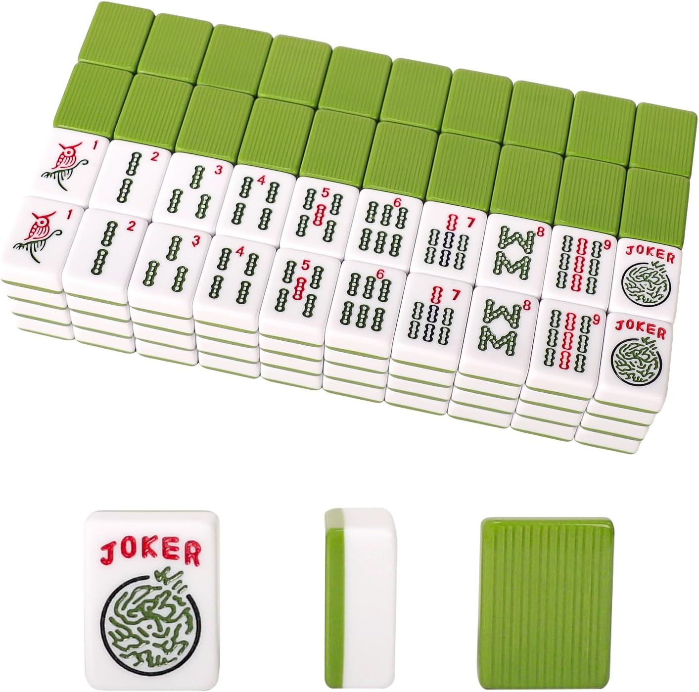 Set of American Mahjong Tiles, 166 American Mahjong Tiles with Green Color(1.2”,Tiles Only Set)