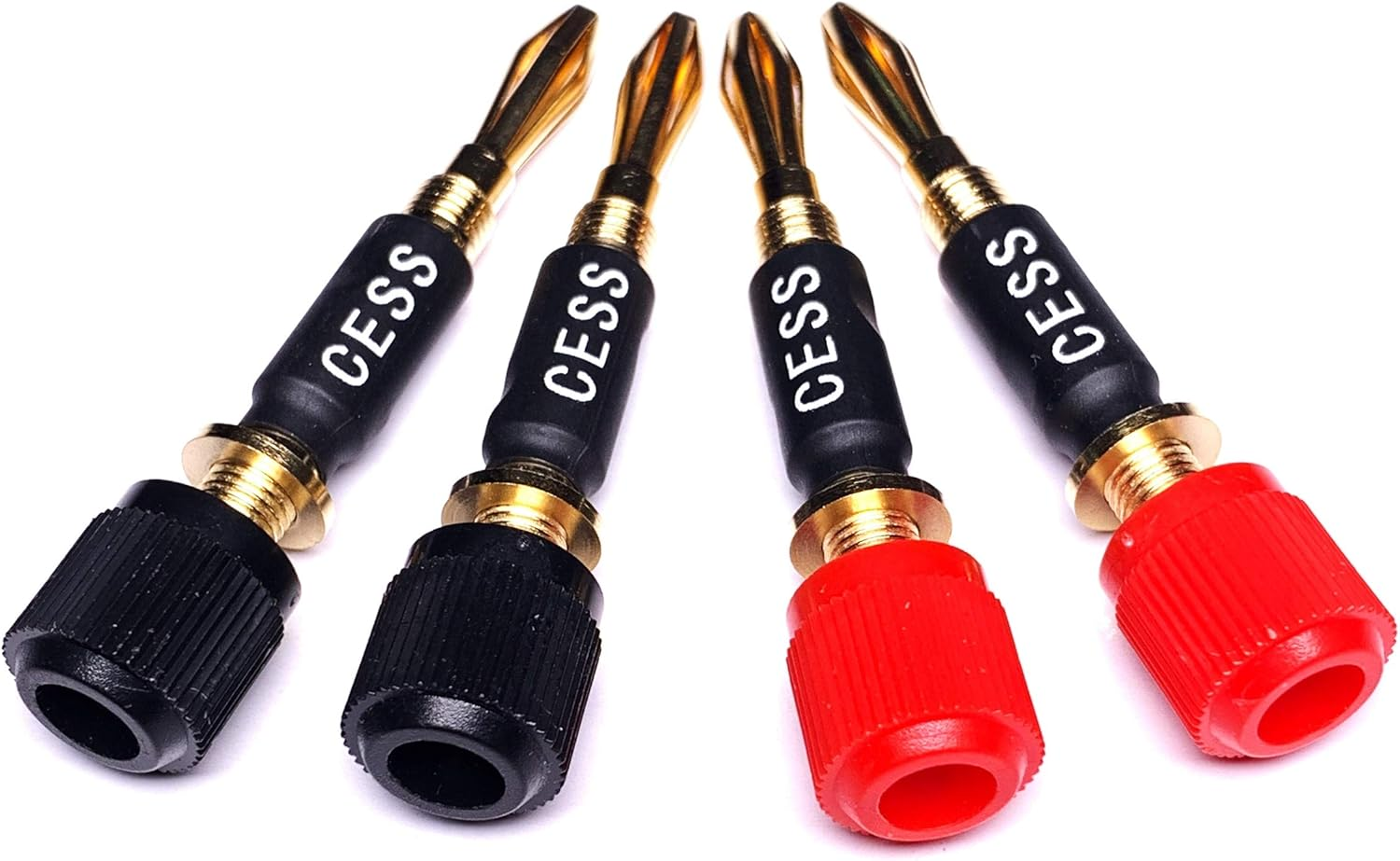 CNCESS CESS-061 Spade Fork Binding Post to Banana Plugs Amp Speaker Adapter, 4 Pack