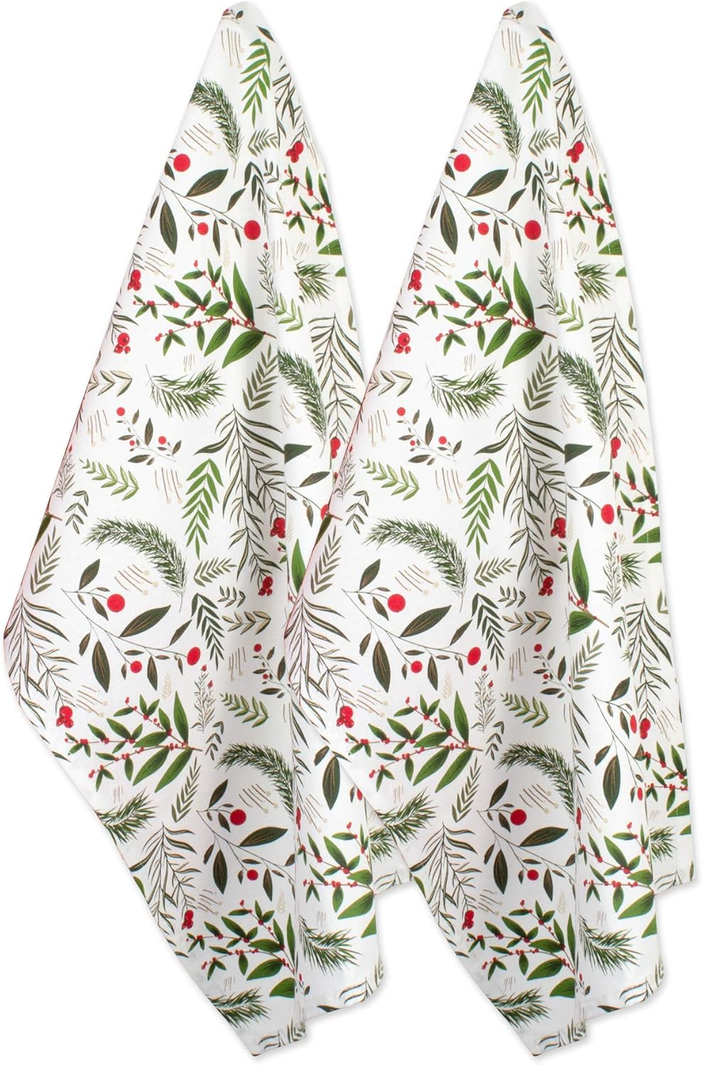 Christmas Kitchen Towel Set, Floral Tea Towels for Baking, Cleaning, Entertainment & Cooking, 18X28, Holiday Sprigs, 2 Piece