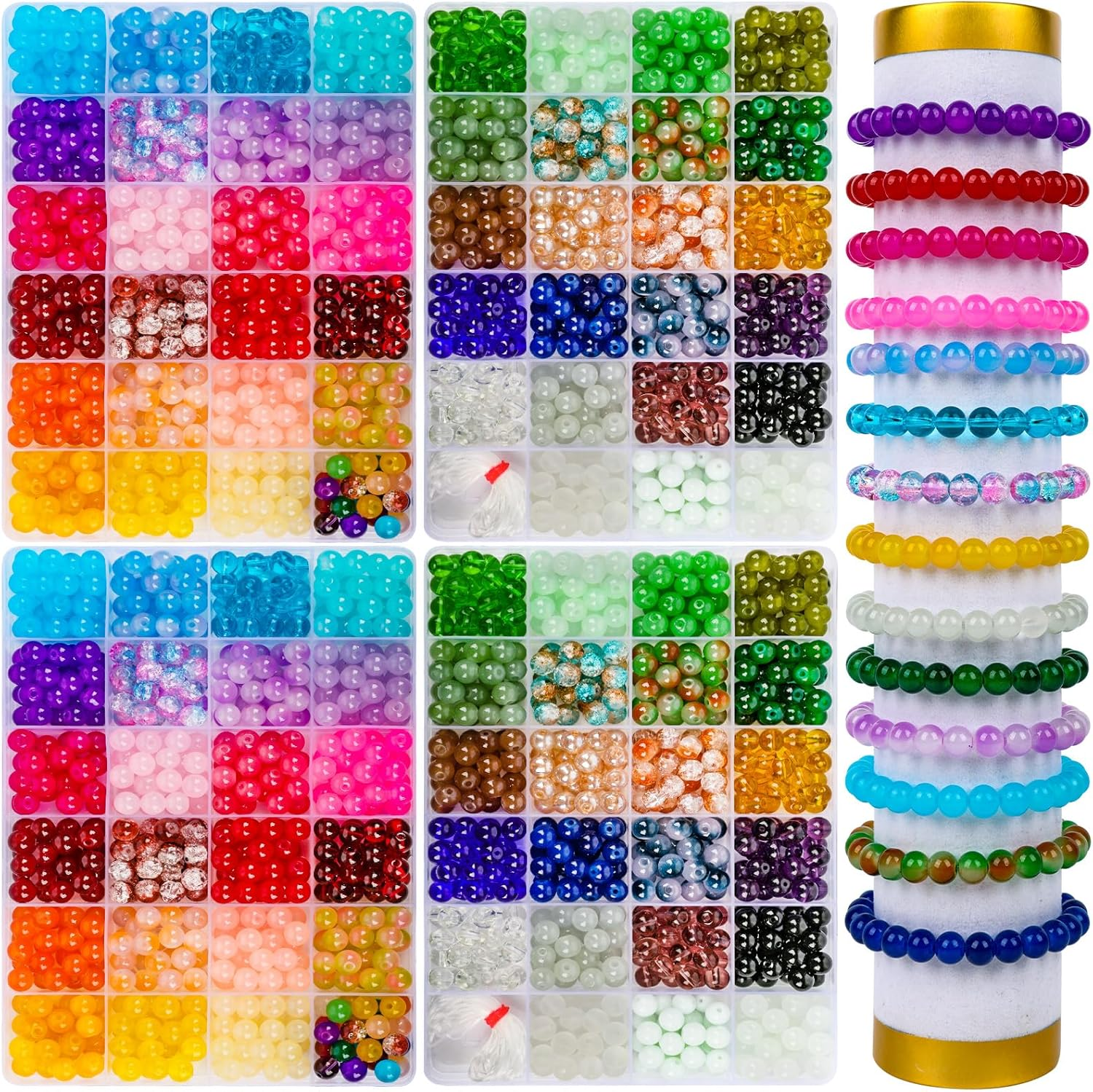 JADVY St Patrick's Day Bead Kit - 840pcs Green Crystal Beads With Charms For Bracelet Making & Crafts