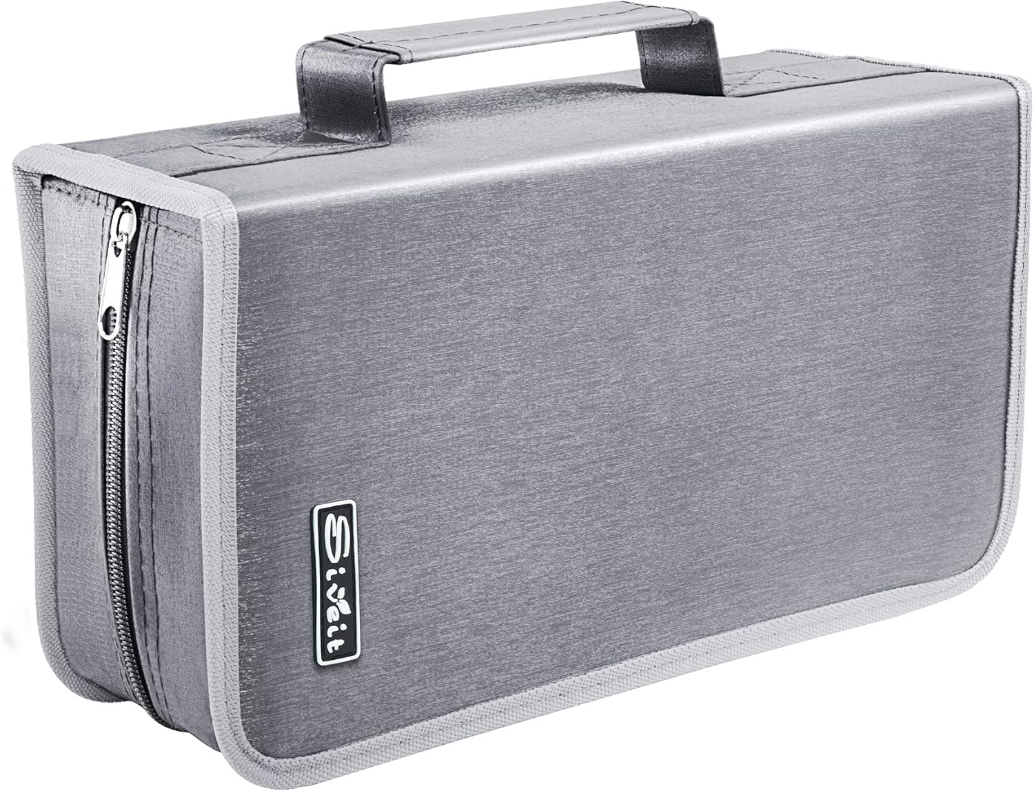 DVD Case, 128 Capacity CD/DVD Case Wallet Binder Storage Holder Booklet for Car Home Office and Travel (White Binder, Silver)