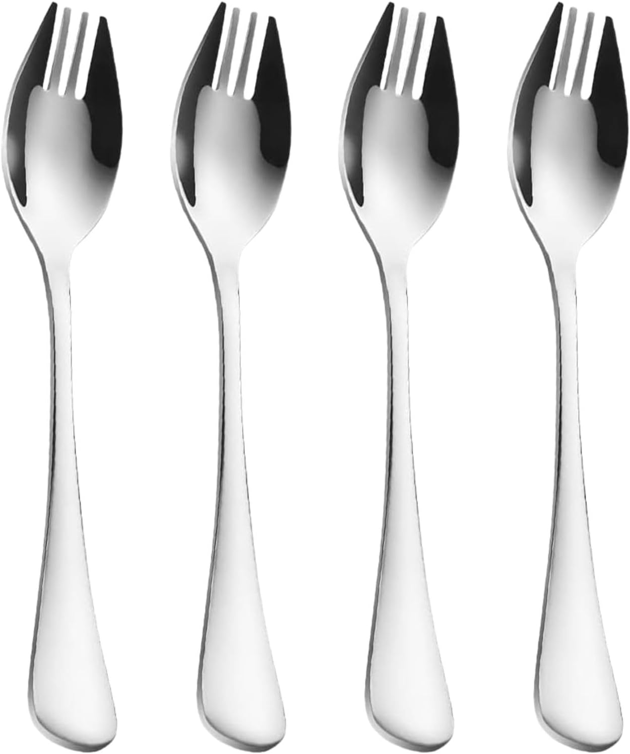 Metal Spork Reusable Sporks,4-Pack Food-Grade Stainless Steel Sporks, 7.28 Inches Long Handle Salad Forks for Dessert, Fruit Appetizer Dessert Salad Flatware Set