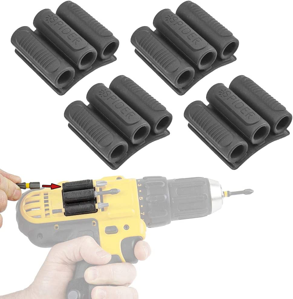 Tool Holster - Bitgripper V2 - Pack of Four - High Strength 3M Adhesive Drill Add-On for Easy Access to Six Driver Bits on the Side of Your Power Drill or Driver!