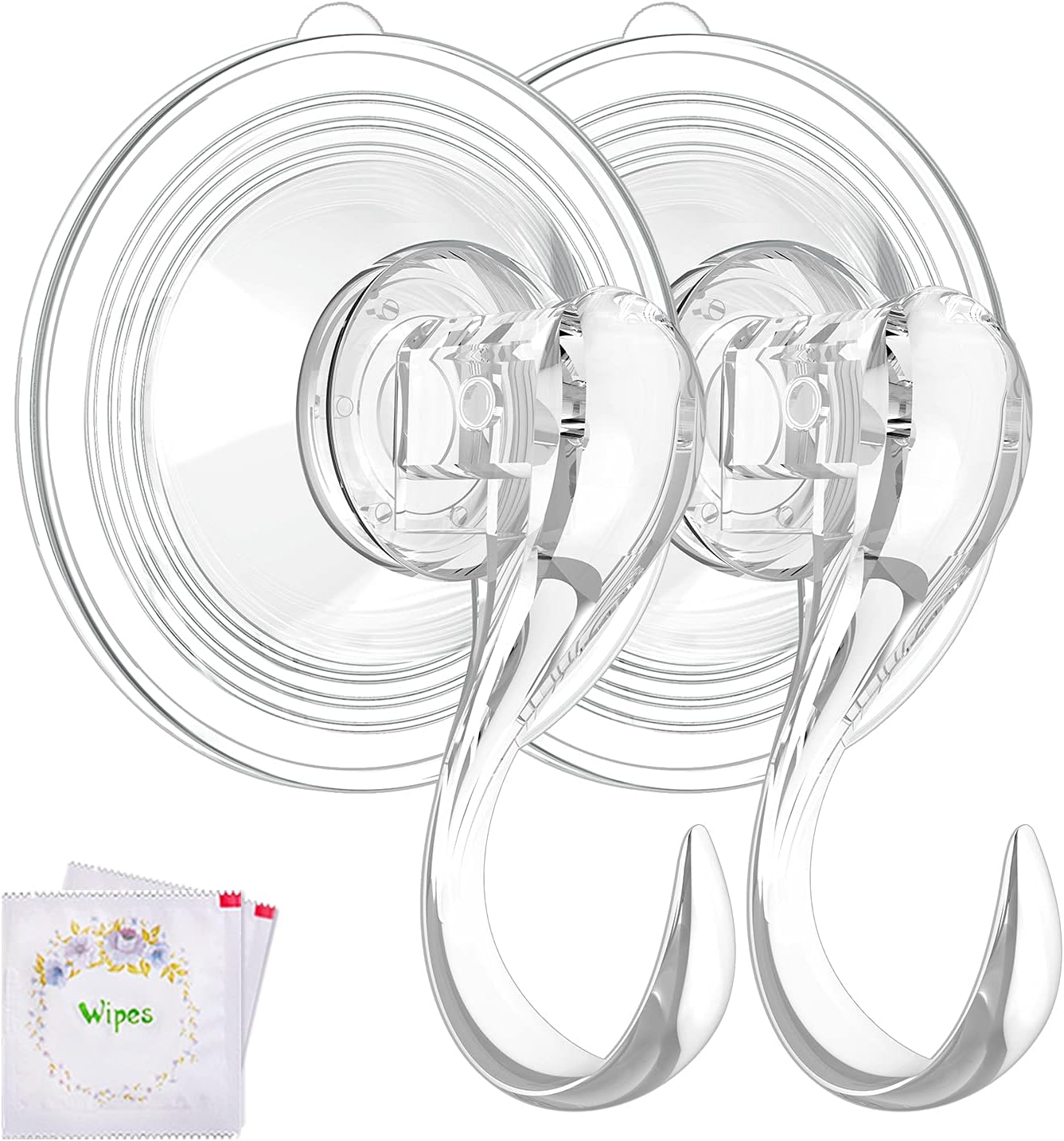 Wreath Hanger, Large Clear Heavy Duty Suction Cup Wreath Hooks with Wipes 22 LB Removable Strong Window Glass Door Suction Cup Wreath Holder for Halloween Christmas Wreath Decor 2 Pcs