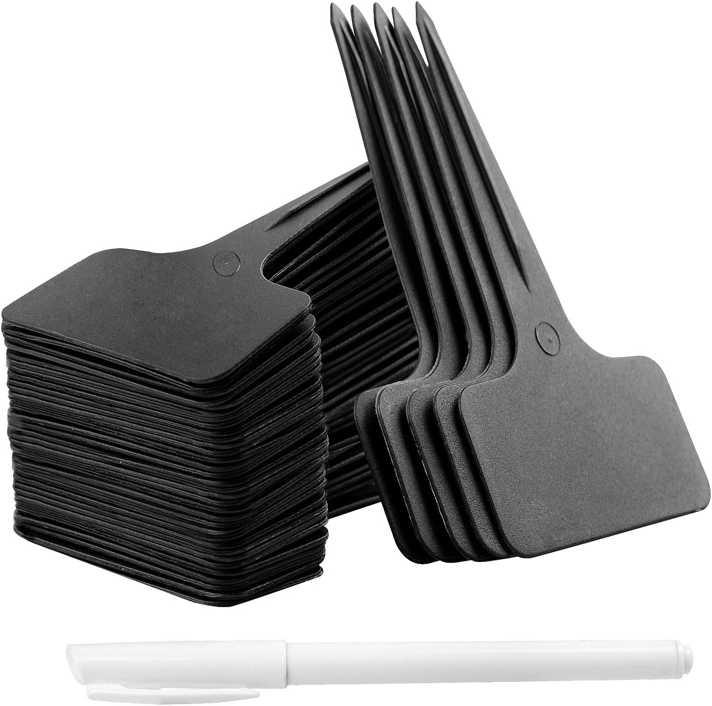 100pcs Etiquetas de Plantas Negras Tipo T 6x10cm Plastico Impermeable