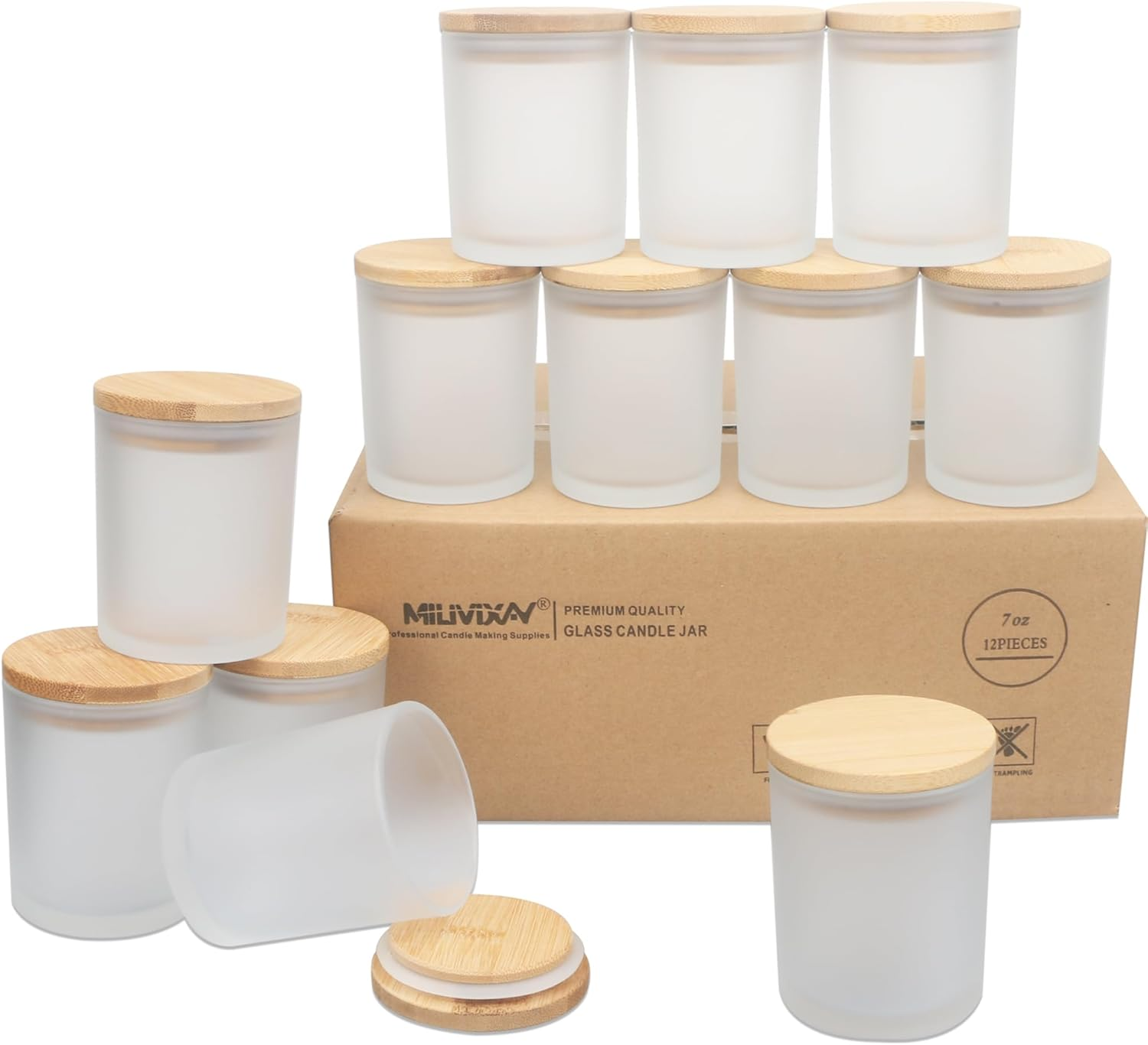 MILIVIXAY 20 Pack 7 OZ Clear Thick Glass Candle Jars with Lids - Bulk Empty C... - Picture 14 of 18