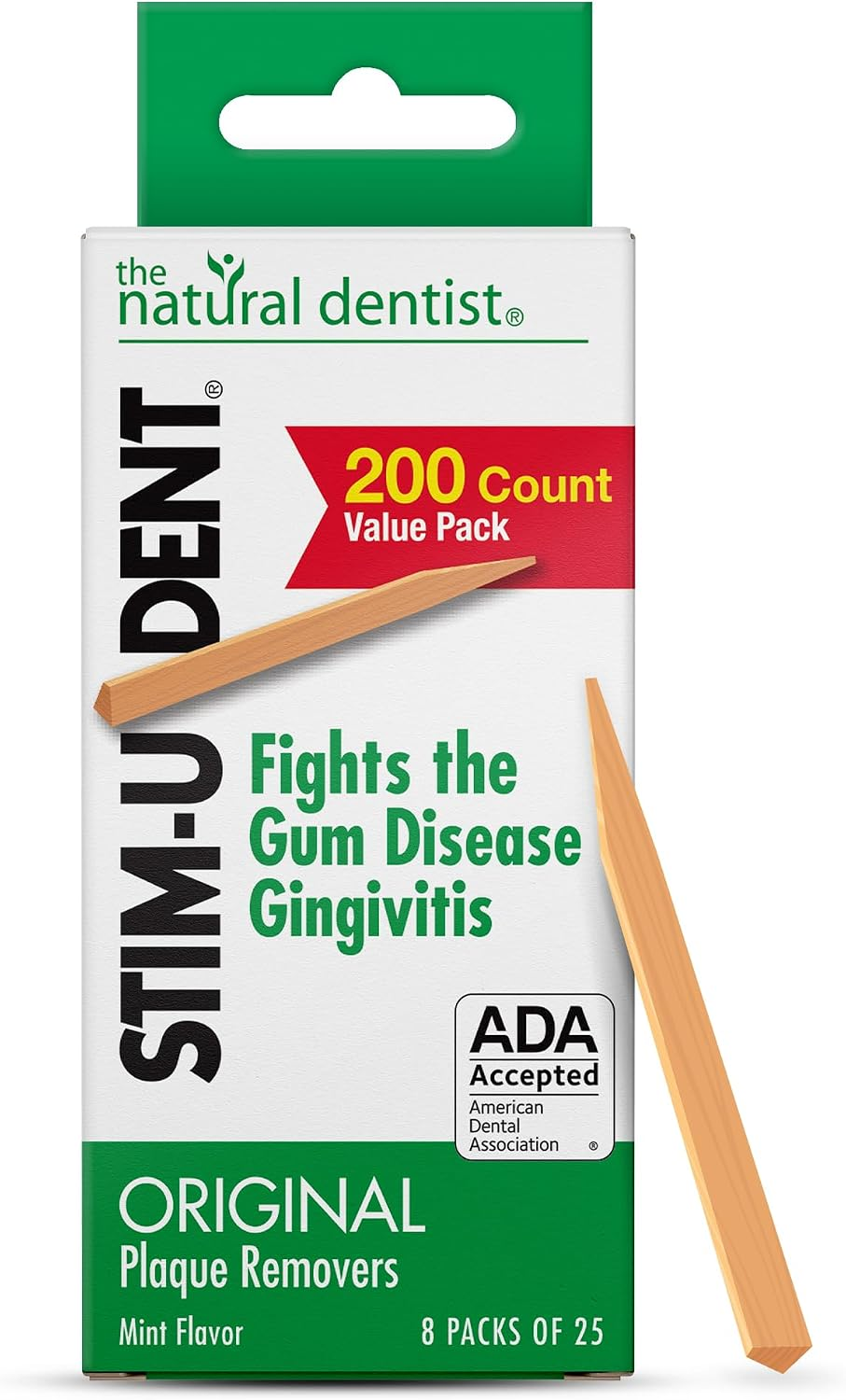 The Natural Dentist Stim-U-Dent Mint Dental Picks, Wooden Toothpicks for Food