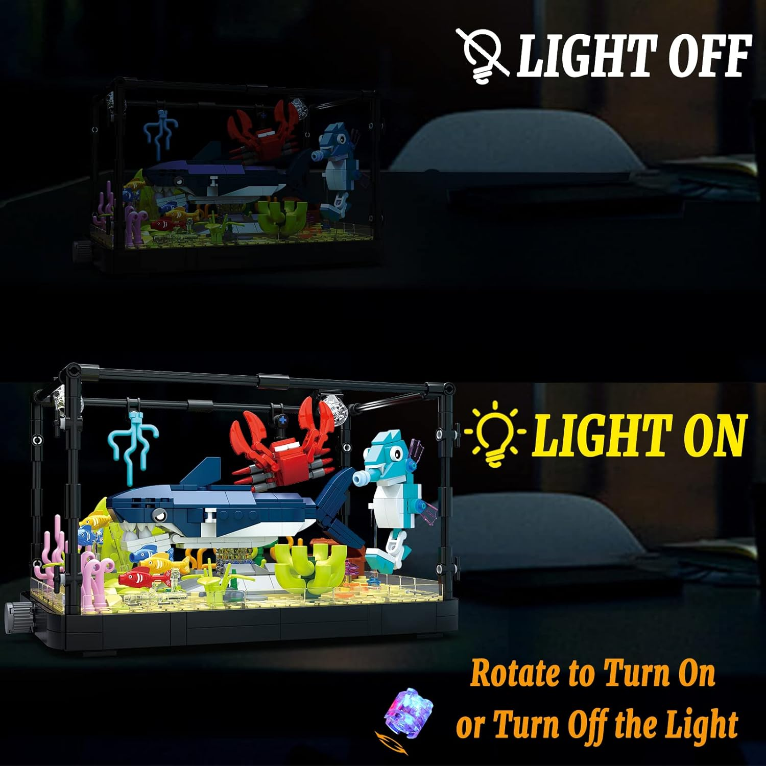 Creator Shark Fish Tank Building Kids Toys Set with Light, Shark Building Con... - Picture 3 of 14