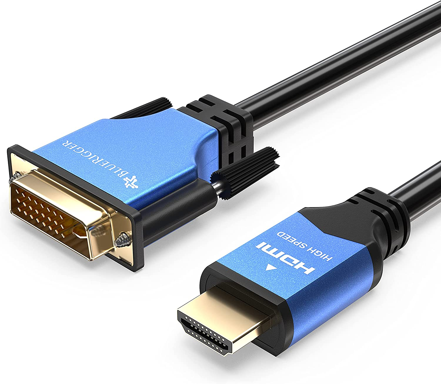 HDMI to DVI Cable (2M, High-Speed, Bi-Directional Adapter Male to Male, DVI-D 24+1, 1080P, Aluminum Shell) - Compatible with Raspberry Pi, Xbox One, PS5/PS4/PS3, Graphics Card