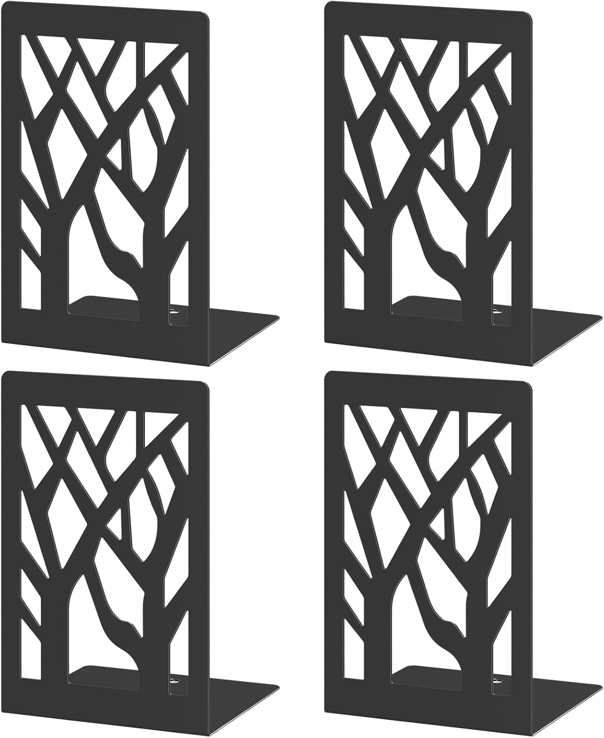 4pcs Sujetalibros Metal Negro Decorativo Arbol Organizador Escritorio Casa