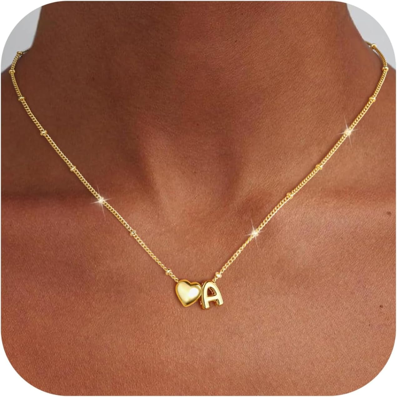 Stocking Stuffers for Teen Girls Women - Christmas Gifts for Grandkids, 14K Gold Plated Initial Heart Necklace for Women Trendy, Dainty Letter A-Z Lockets Necklaces Personalized