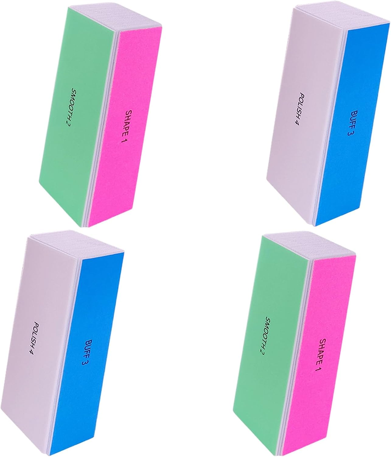4 Way Nail Buffer Block (4 Pcs), Nail Shine Buffers Blocks Files for Natural and Acrylic Nails Smoother Buffing Block Polisher Fingernail File Buffer 120/240/600/3000 Grit for Buffing Shinning
