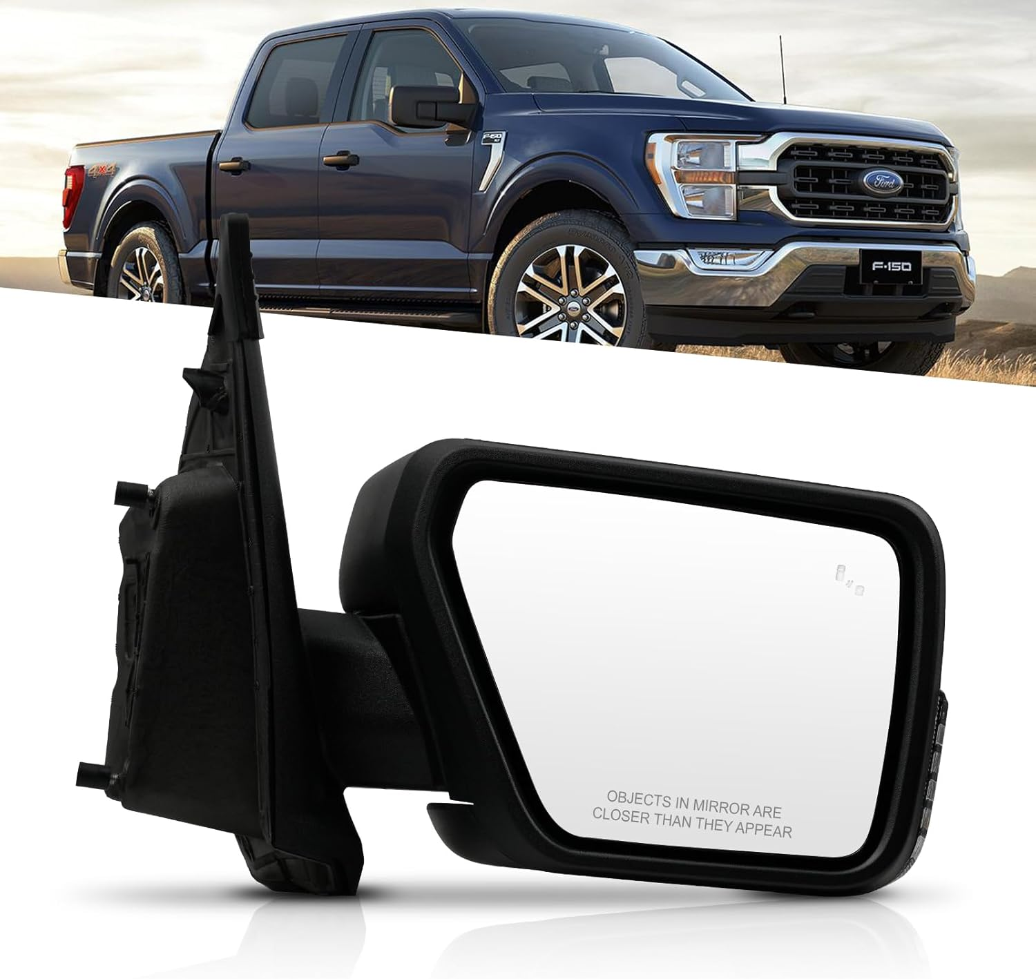 Passenger Side Mirror for Ford F150 2021 2022 2023 2024, Original Door Mirrors W/Heated Glass, Blind Spot Detection, Turn Signal Light, Puddle Light, Temp Sensor, Direct Replacement, 13 Pins