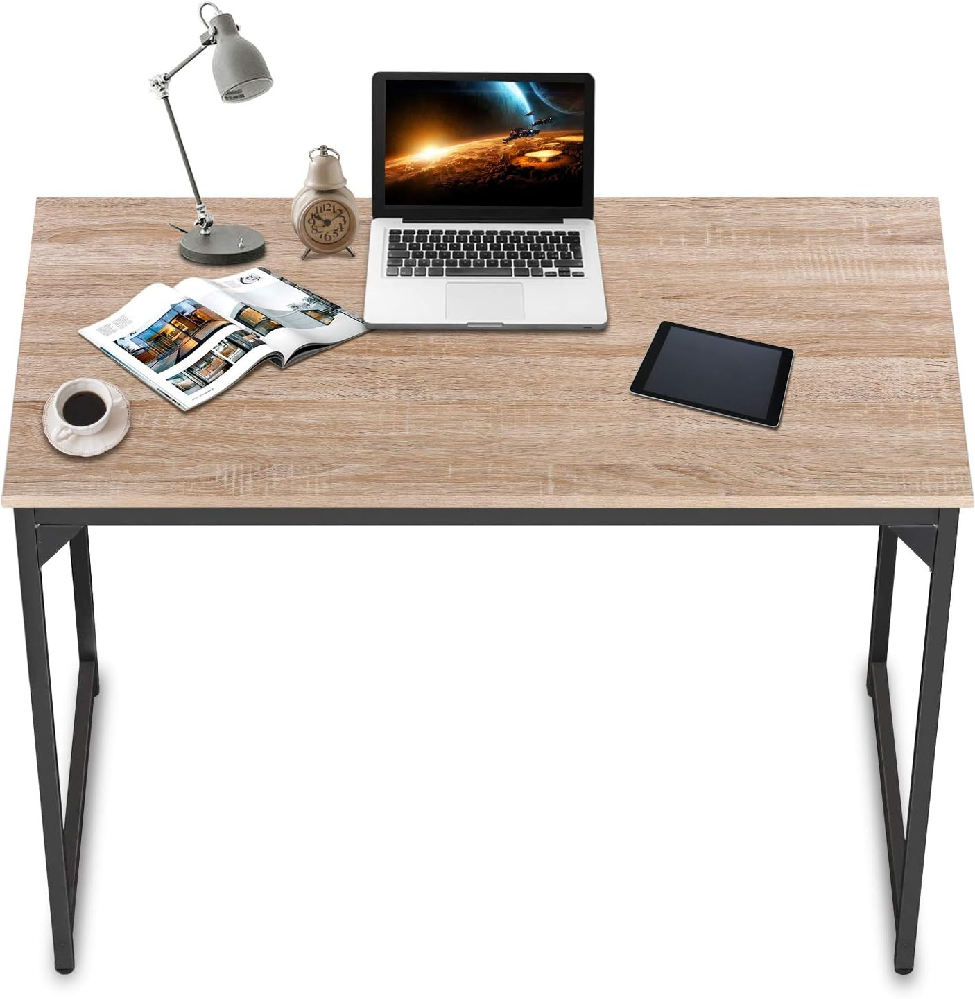 Computer Desk 47Inch Home Office Desk Writing Study Table Modern Simple Style PC Desk with Black Metal Frame(Nature),47Inchx24Inchx29Inch