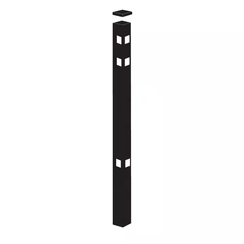 2 In. X 2 In. X 8-7/8 Ft. Cascade Black Standard-Duty Aluminum Fence Corner Post