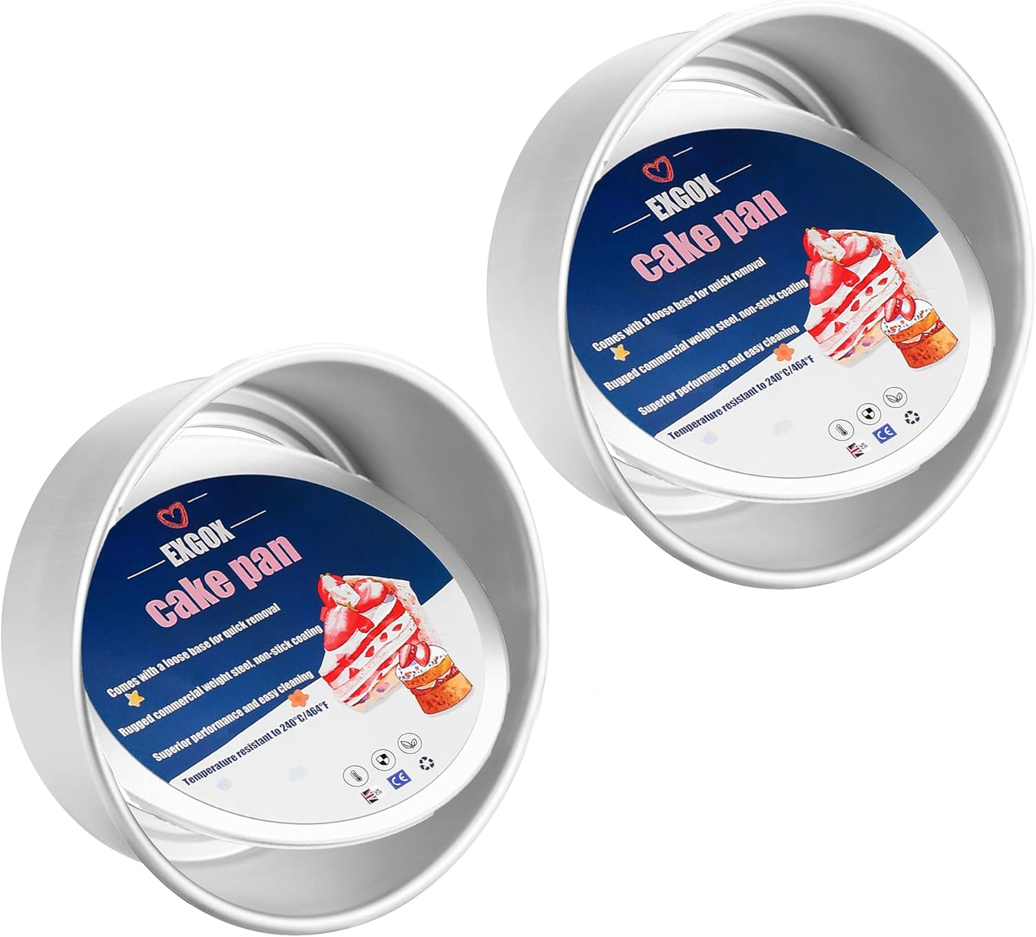 EXGOX 2 Pack 8-Inch Non-Stick Deep Aluminum round Cake Pan with Removable Bottom for Wedding/Birthday/Christmas Cake Baking round Cake Tin Set with Loose Base (4 Inch)