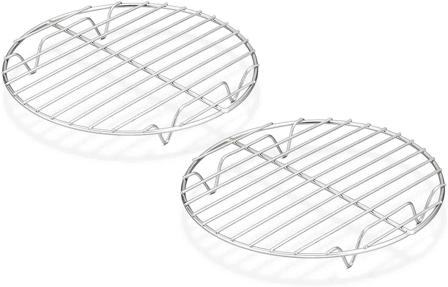 round Cooling Rack Set of 2, 7½ Inch round Baking Steaming Roasting Rack Set Stainless Steel, Healthy & Dishwasher Safe, Mirror Finish & Rust Free