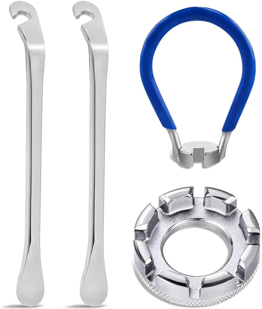 4 piece Bicycle Spoke Wrench, Universal Forged Steel Bike Rim Correct Tool Bicycle Spoke Tool for Adjust Bicycle Wheel Tension