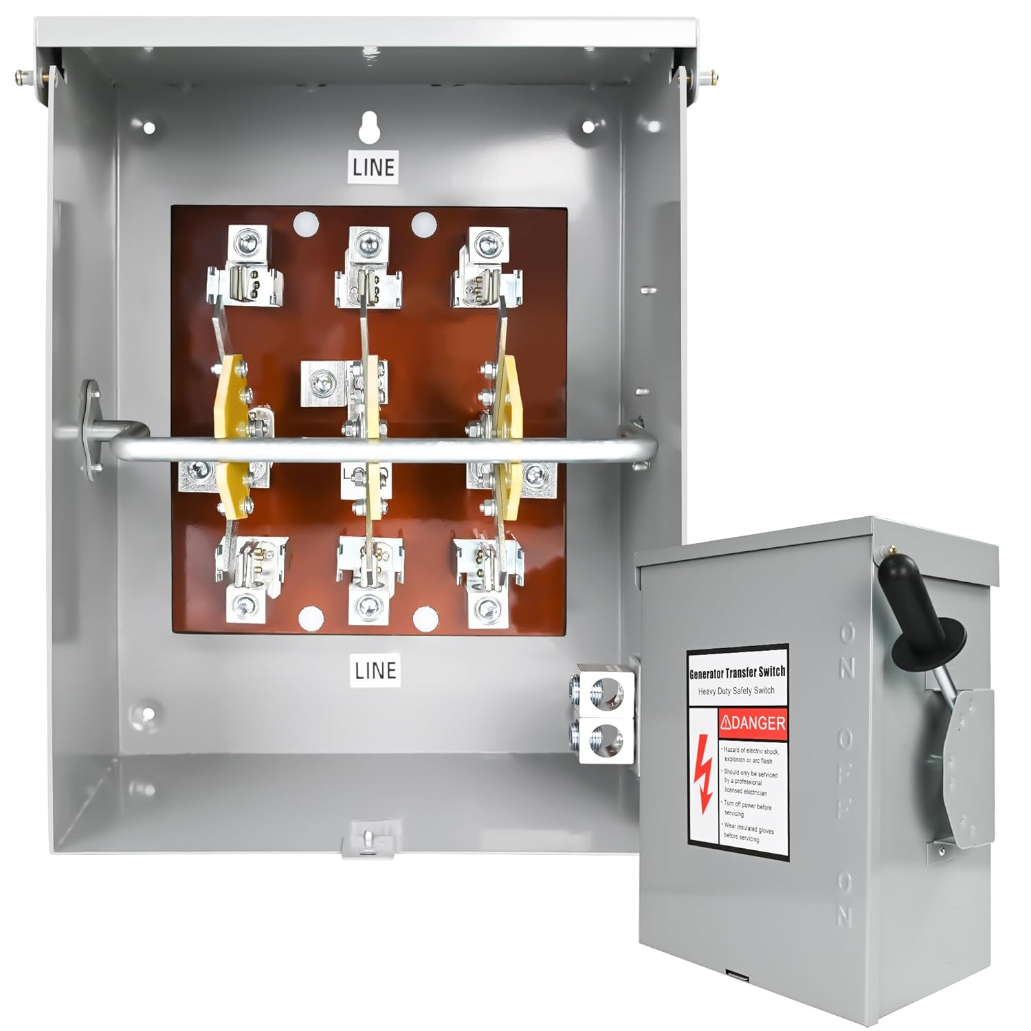 200-Amp, 3 Pole 120V/240V Generator Transfer Switch, 48000W Manual Transfer Switch for Home Generator, Meeting NEMA 3R Standards for Outdoor and Indoor General-Duty Double-Throw Safety Switch