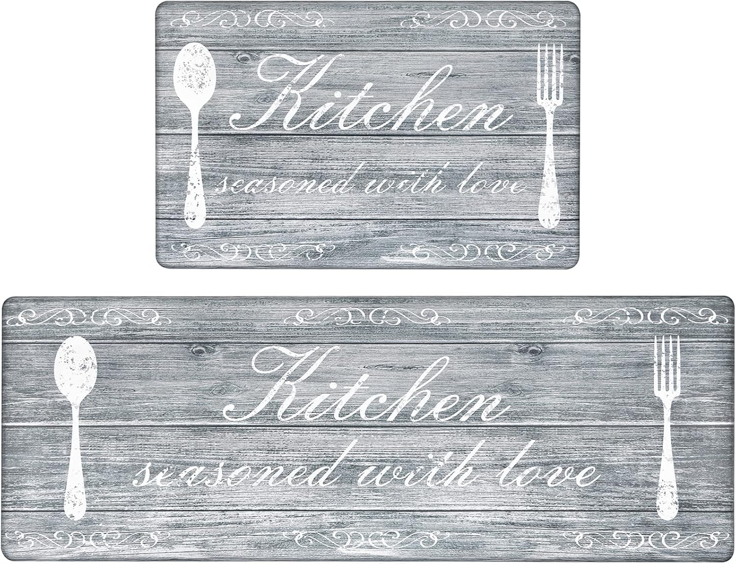 anti Fatigue Kitchen Mats Set of 2 Farmhouse Kitchen Rugs Non Skid Washable, Cushioned Kitchen Floor Mats, Waterproof Memory Foam Kitchen Runner Rug Comfort Standing Mat for Kitchen Home Office