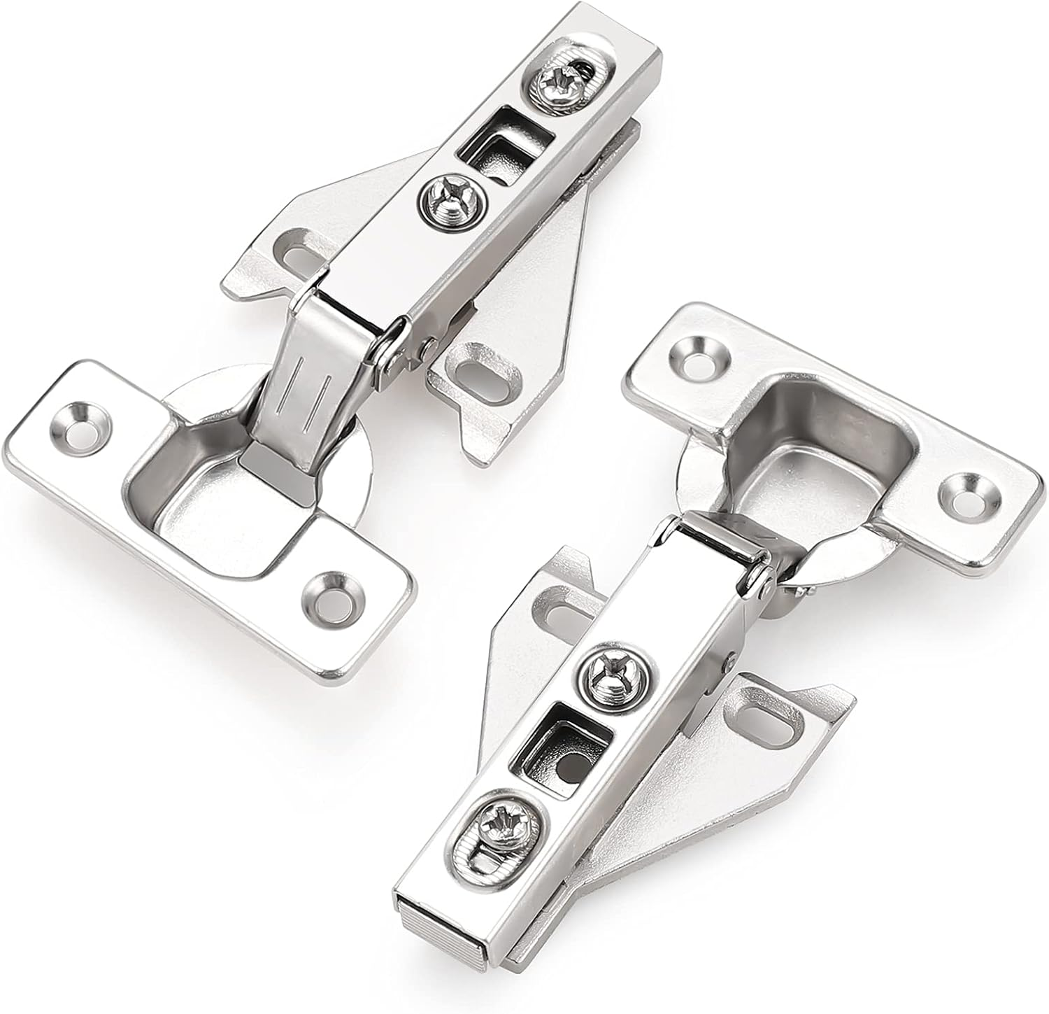 Soft Opening Kitchen Cabinet Hinges 2 Pairs (4 Pieces), Brushed Satin Nickel Fac