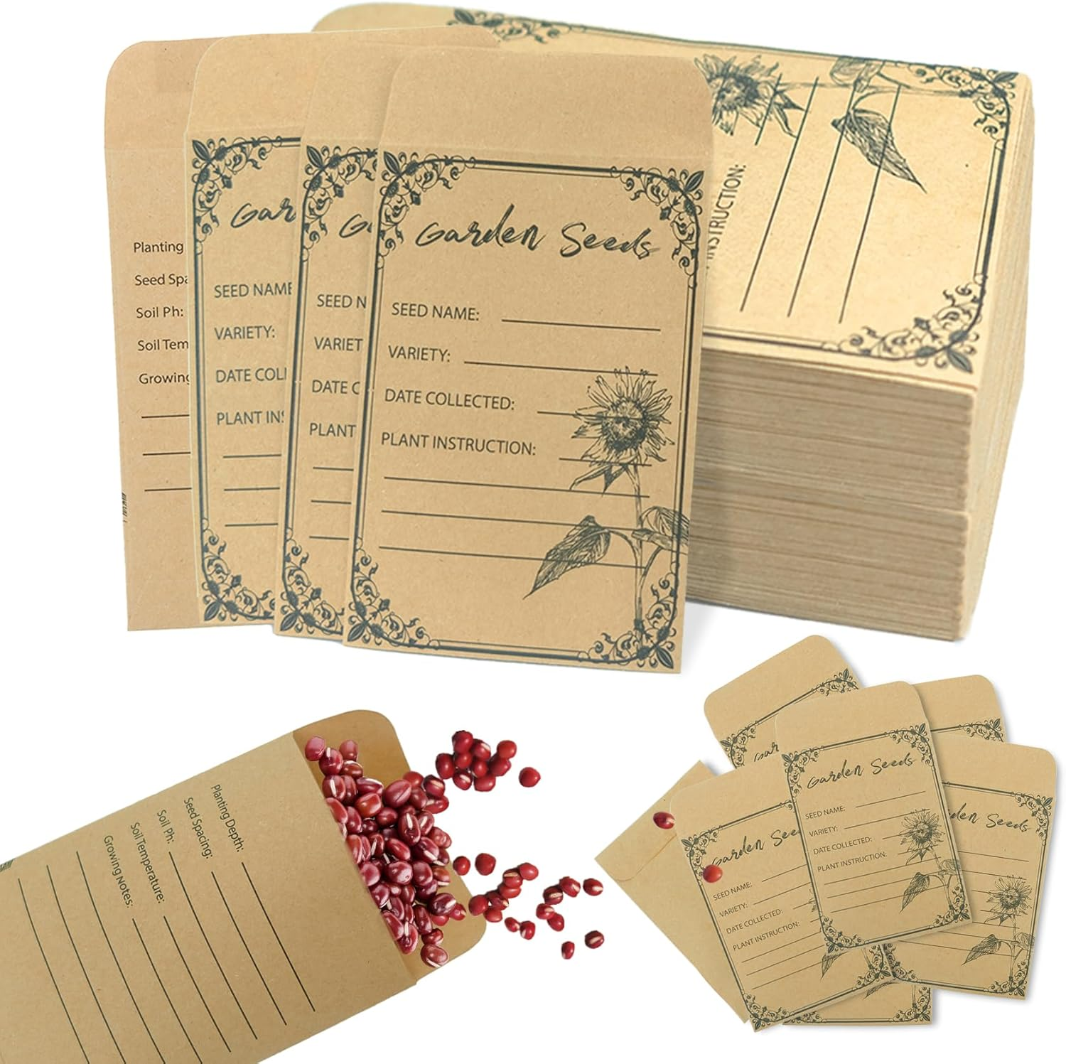 100 Pieces Seed Envelopes - Seed Packets Envelopes Self Adhesive Sealing Seed Sa