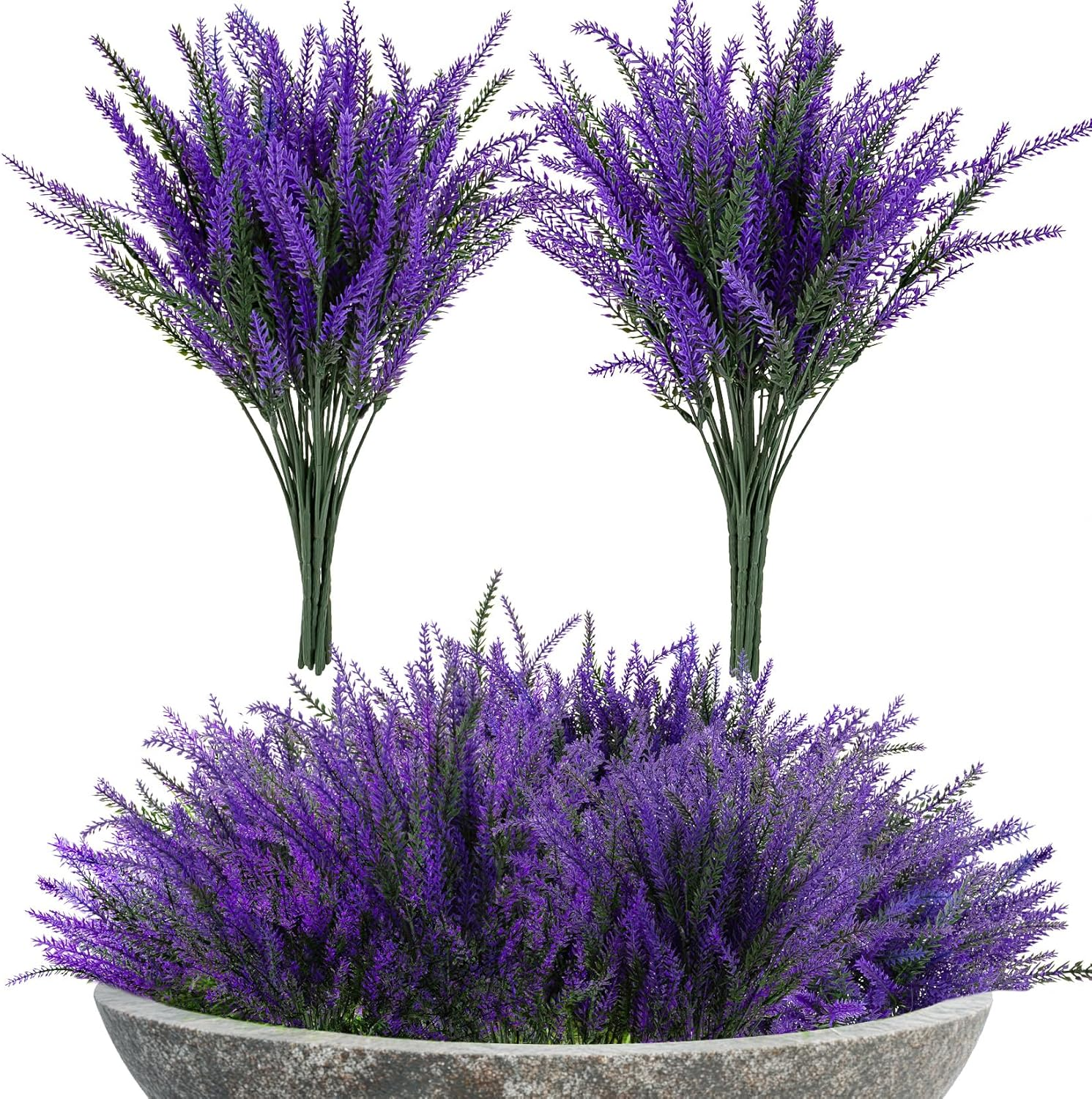 Artificial Lavender Flowers - 8 Pcs Faux Lavender Plant Artificial Fake Plastic Purple Flowers for Home Room Window Wedding Garden Table Centerpieces Vase Outdoors Indoor Decor