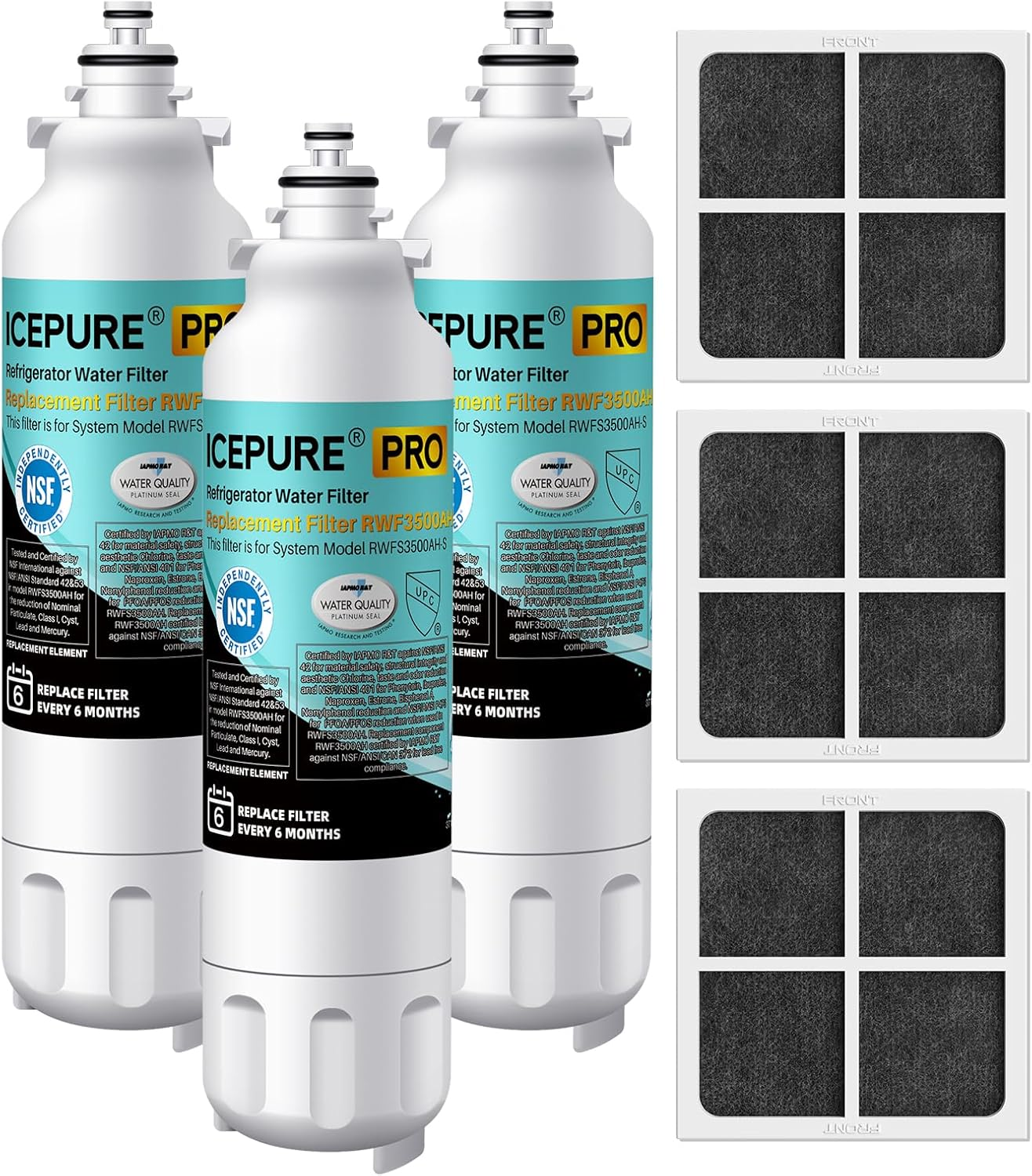 PRO ADQ73613401 NSF401&473&53&42 Certified Replacement for LG LT800P, LT800PC, Kenmore 9490, ADQ736134 ADQ73613402 ADQ75795104 LSXS26326S Refrigerator Water Filter and LT120F Air Filter 3Combo