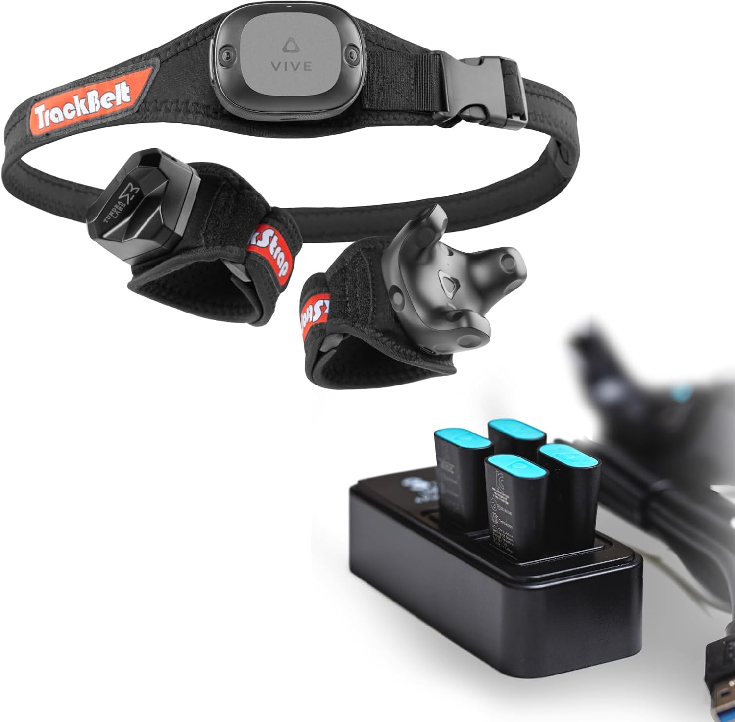 Trackstrap Trackstraps for Vive Ultimate Tracker, Vive Tracker, Tundra Tracker + 4-Port USB Hub for Vive Tracker USB Dongles, Trackers Not Included