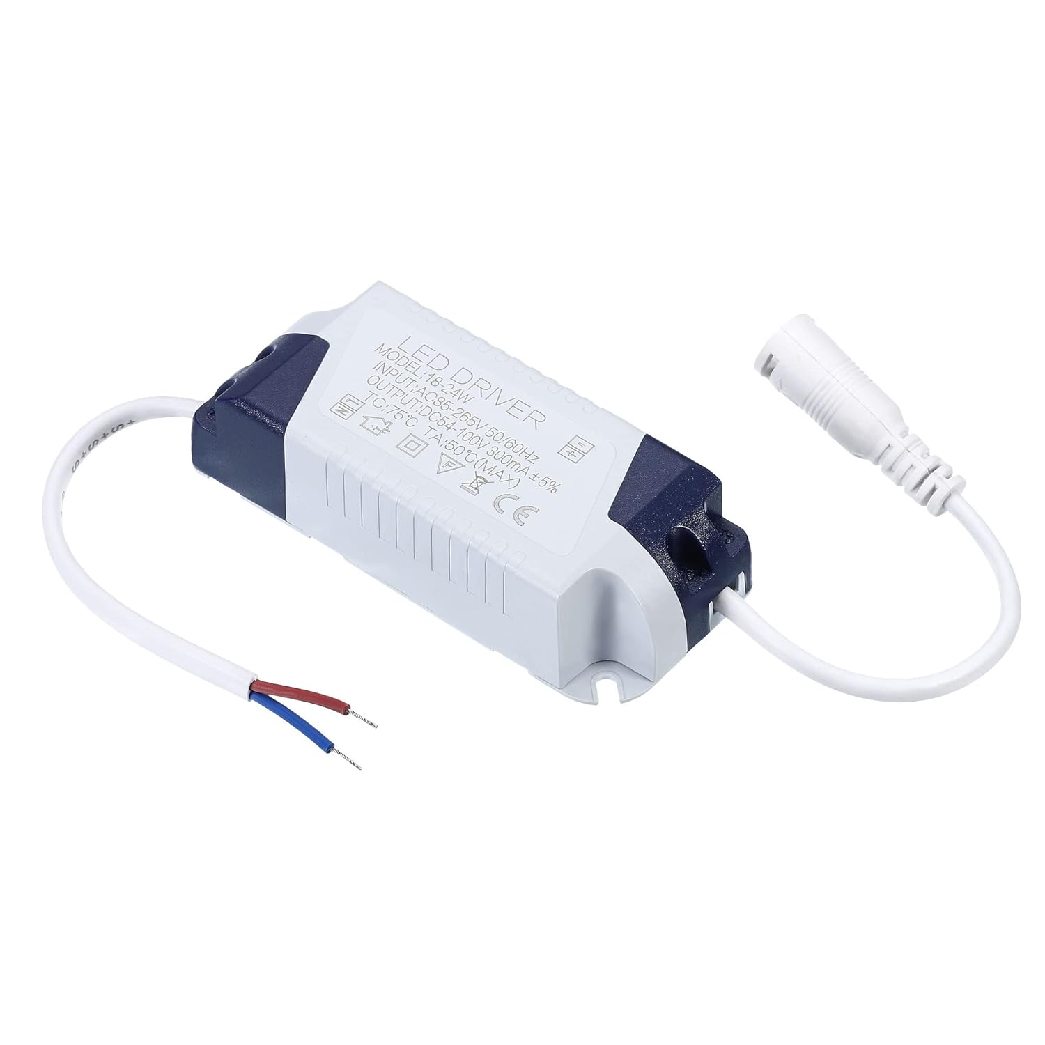 18-24W 300Ma LED Driver, AC 85-265V Output 54-100V DC Female Connector Constant Current Rectifier Transformer External Power Supply LED Ceiling Lamp
