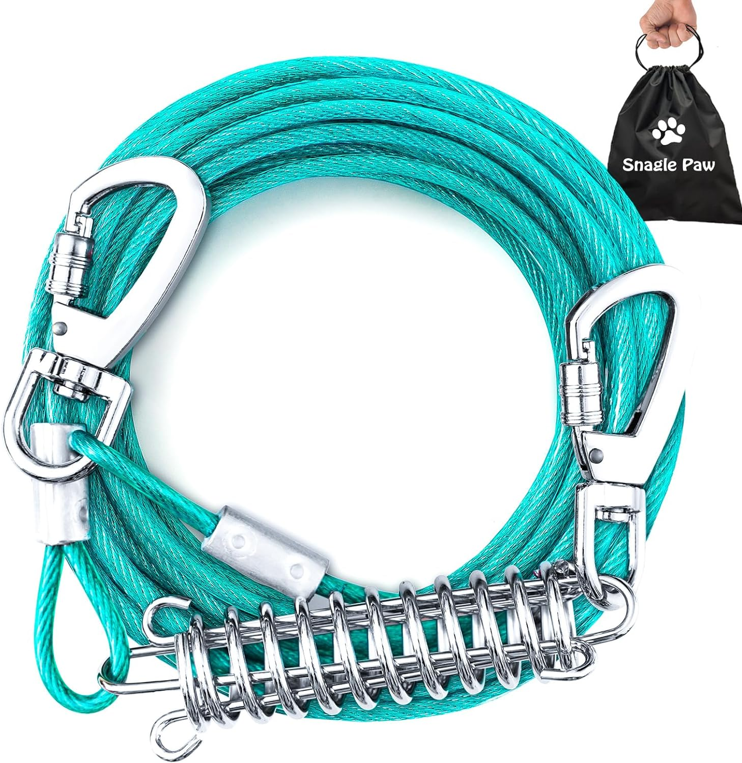 Heavy Duty Tie Out Cable for Large Dogs - 50FT Chew Proof, up to 125Lbs - Durable Dog Runner for Yard or Camping
