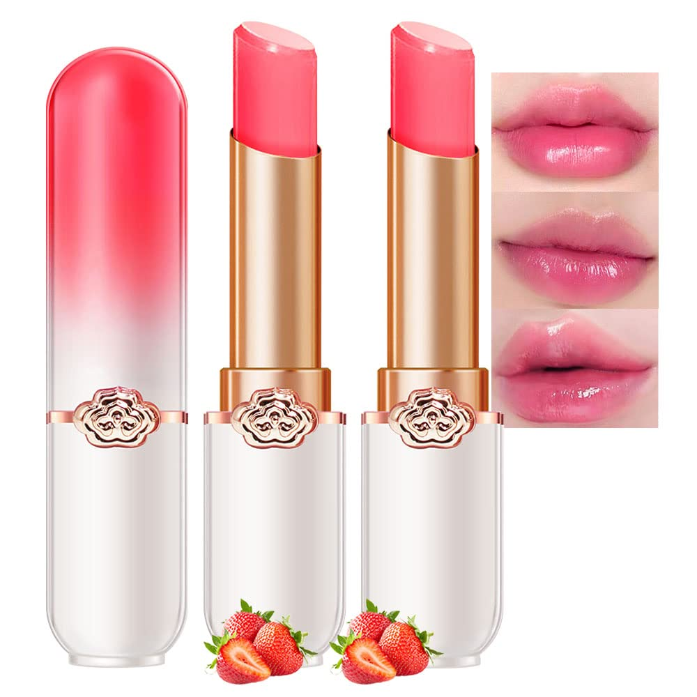 2 piezas de lápiz labial que cambia de color fresa Queen, Ph Mood Labiales de la