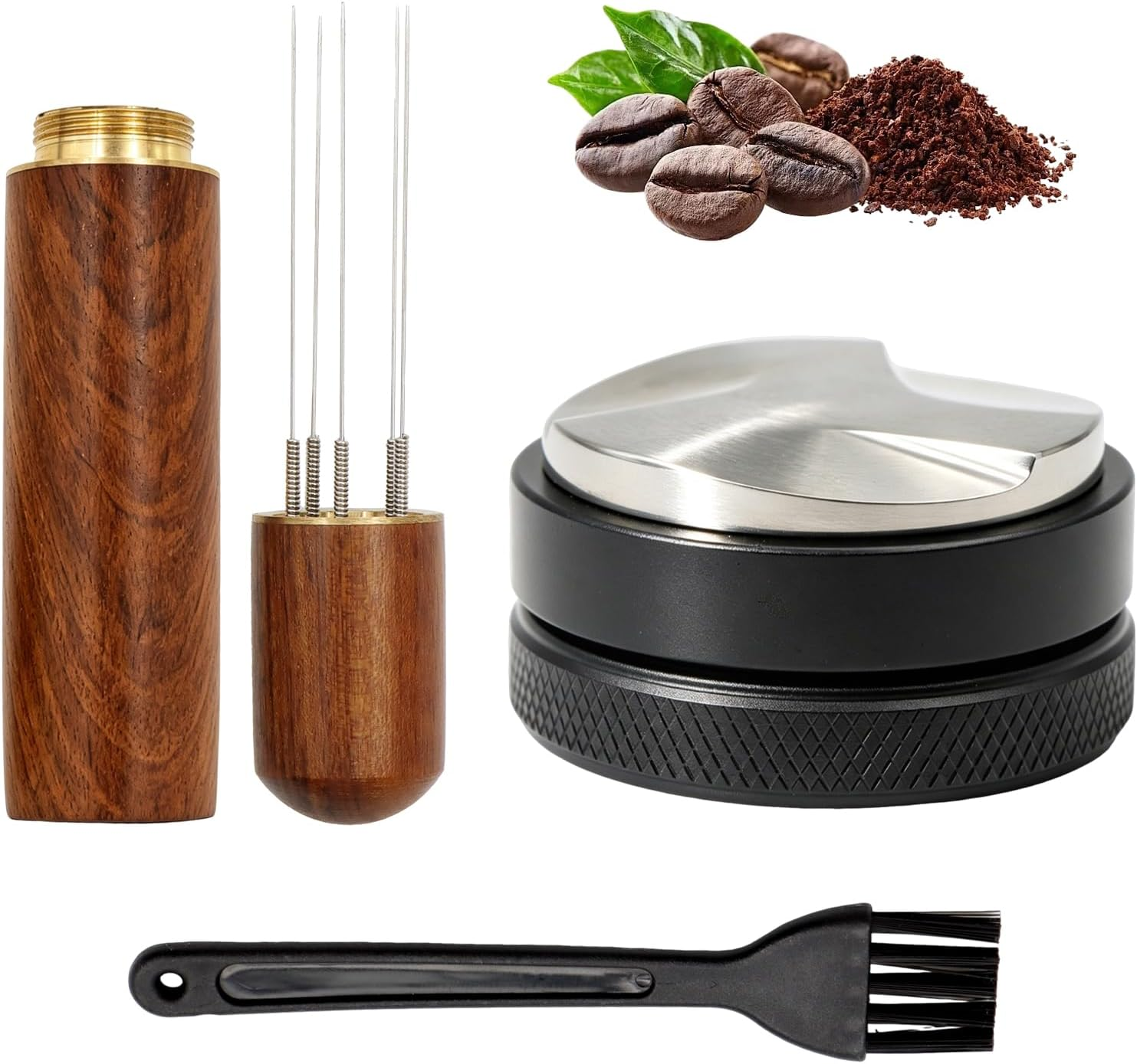 Scettar Coffee Distributor Espresso Zubehör Leveler 51Mm Edelstahl Kaffeeverteiler Barista Höhenverstellbar Mit WDT Tool Bürste Espresso Verteiler Für Die Zubereitung Von Kaffee, Haus, Espresso