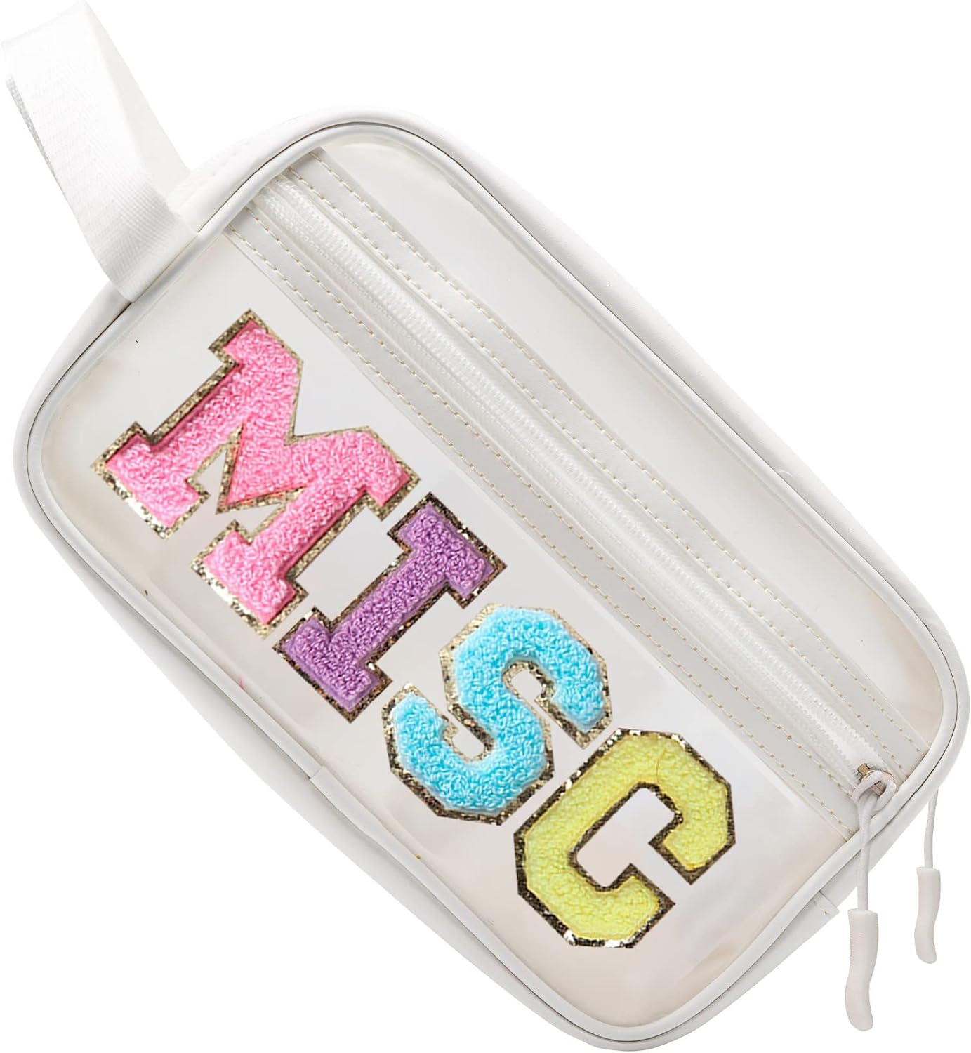 COSHASYOO Clear Makeup Bags with Strap Preppy Chenille Letter Patch Cosmetic ... - Picture 10 of 15