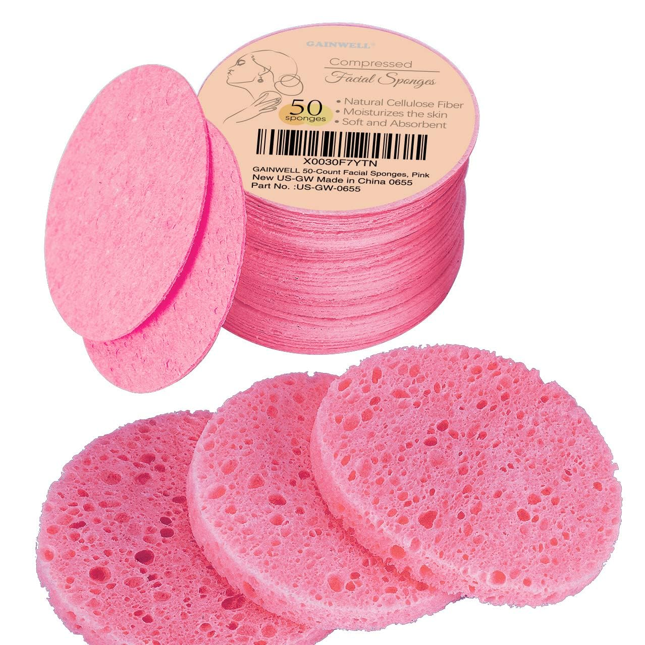 50Ct Compressed Sponges – Natural, Reusable, Pink