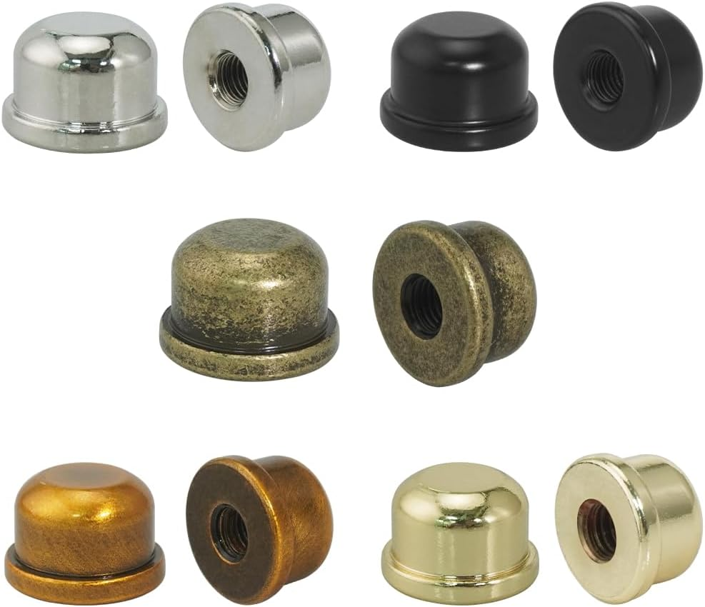 10 Pcs Lamp Finial 5 Colors Lamp Toppers Screw on Solid Finials for Light Harp Lampshade Finial, Replacement Lamp Shade Screws Cap Knob - 2 Each Of Antique Gold, Silver, Black, Bronze, Gold