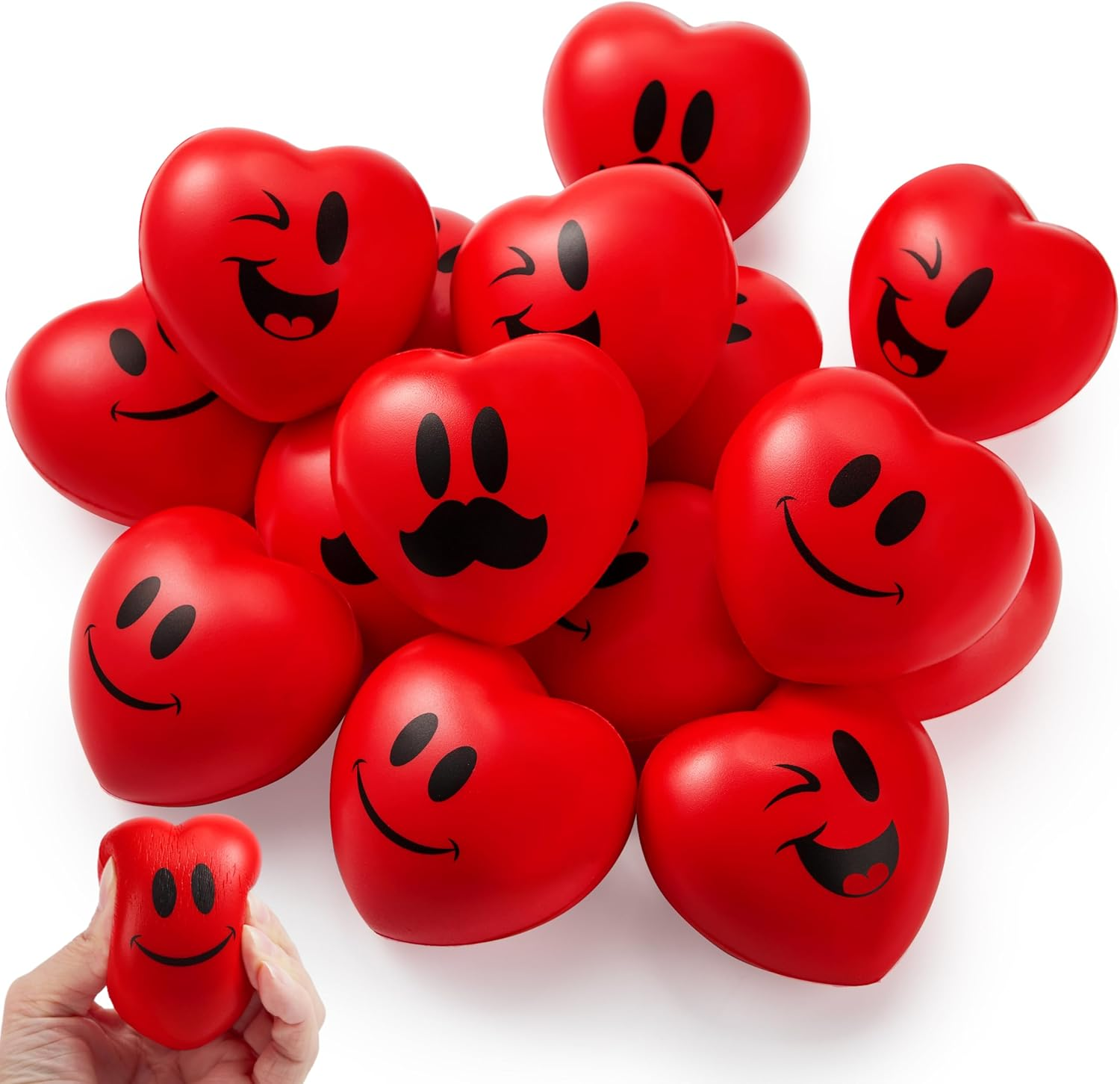 15 PCS Valentines Day Heart Shaped Stress Relief 3“ Balls for Kids Party Favors, School Classroom Exchange Prizes Gift